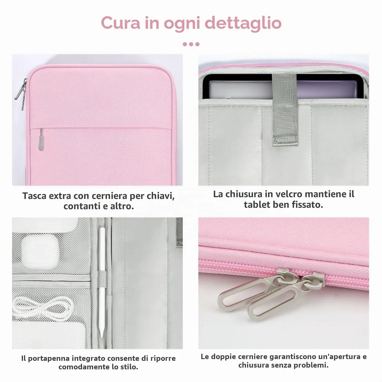 Dadanism Custodia Borsa Portatile per Tablet 13 Pollici, Fiore Rosa - immagine 5
