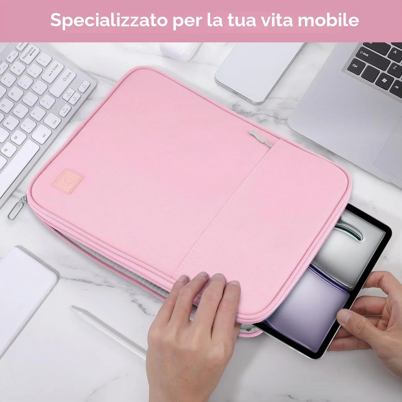Dadanism Custodia Borsa Portatile per Tablet 13 Pollici, Fiore Rosa - immagine 6