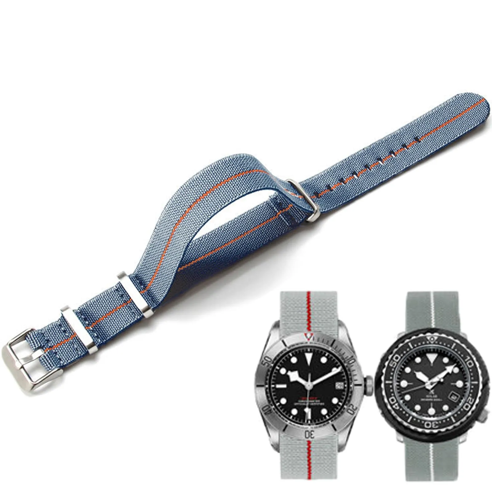Niziruoup Cinturino per Orologio in Nylon Elastico Stile Nato Militare Paracadute 22mm - immagine 1