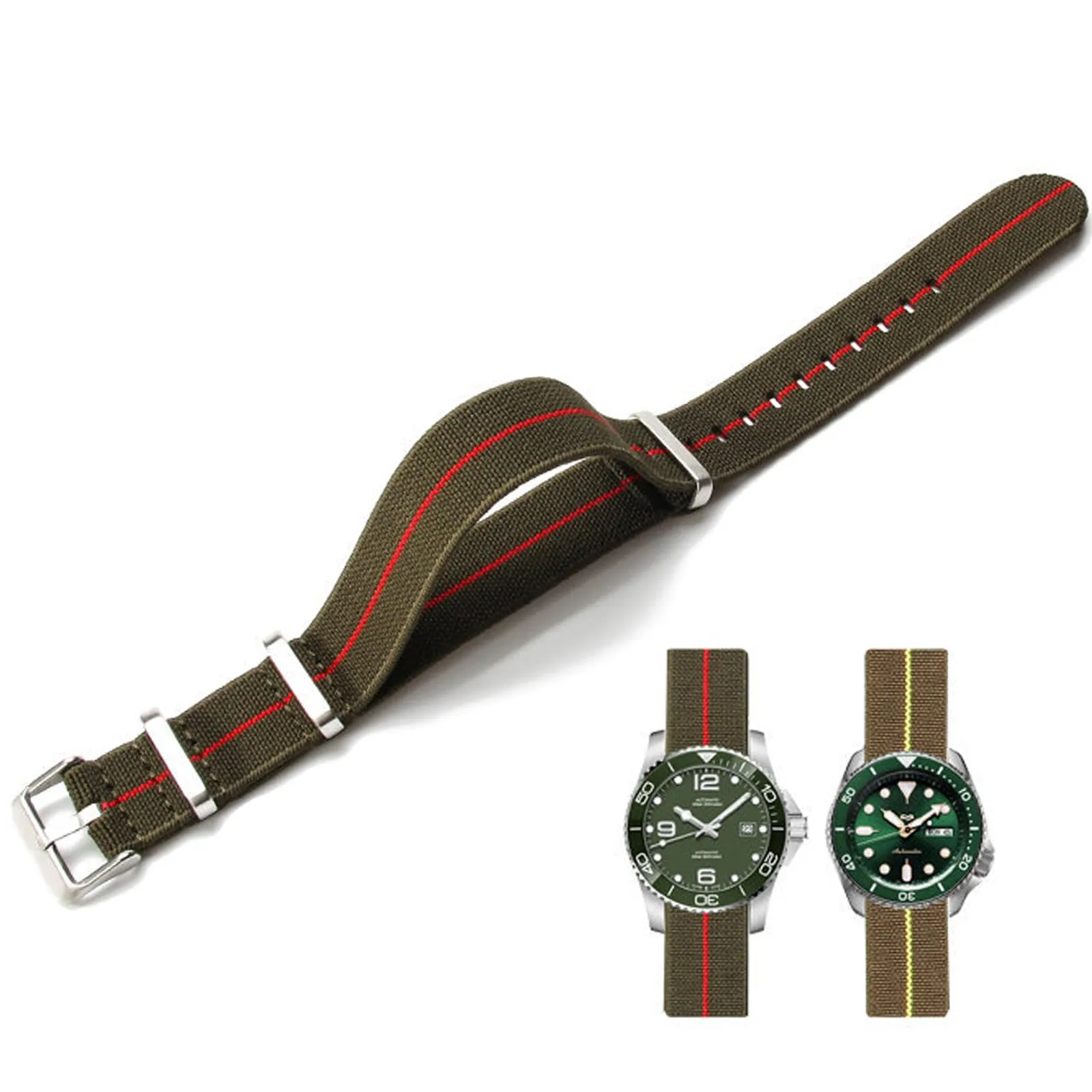 Niziruoup Cinturino per Orologio in Nylon Elastico Stile Nato Militare Paracadute 22mm - immagine 1
