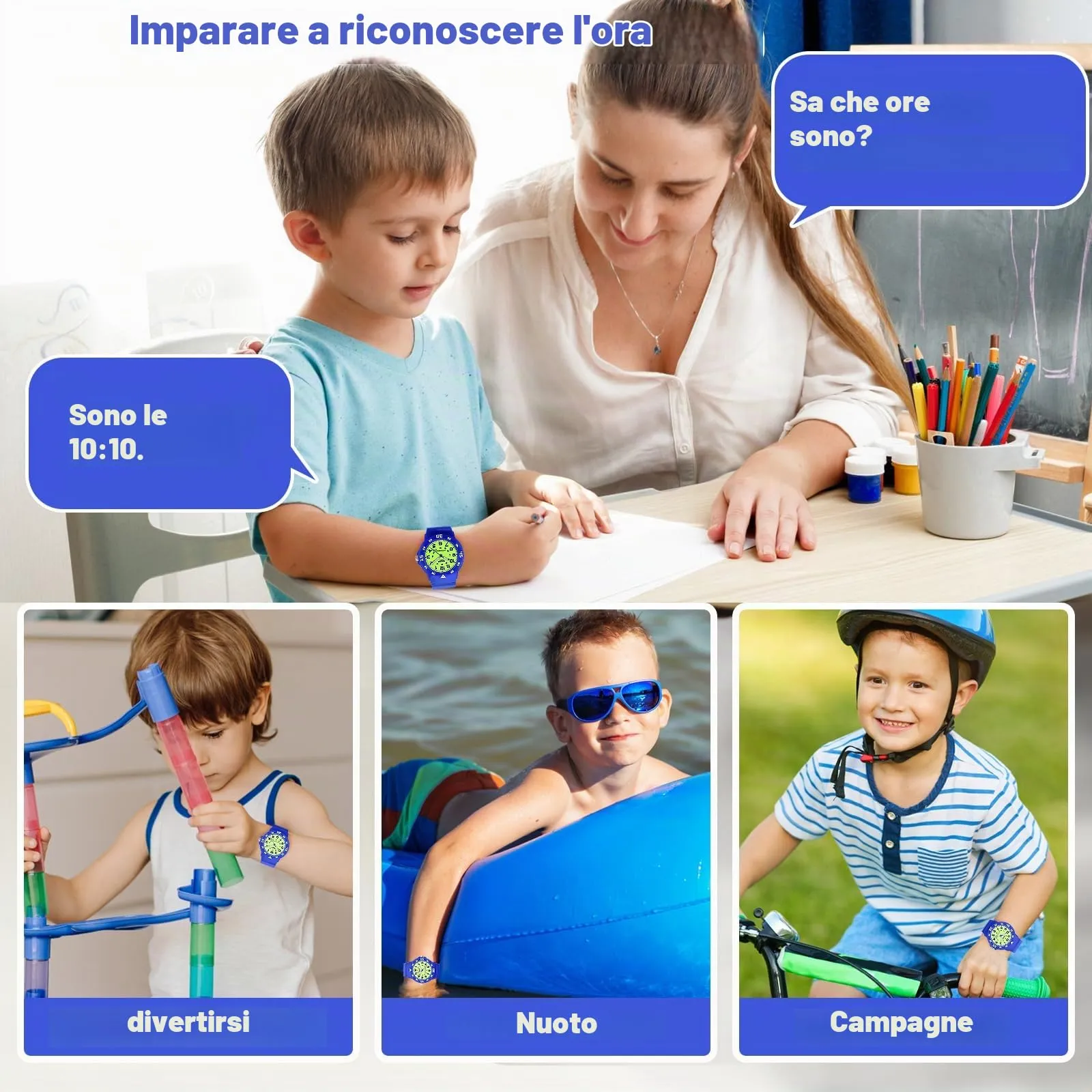 SOCICO Orologio Analogico per Bambini, Impermeabile 30M, SOC-1013 - immagine 6