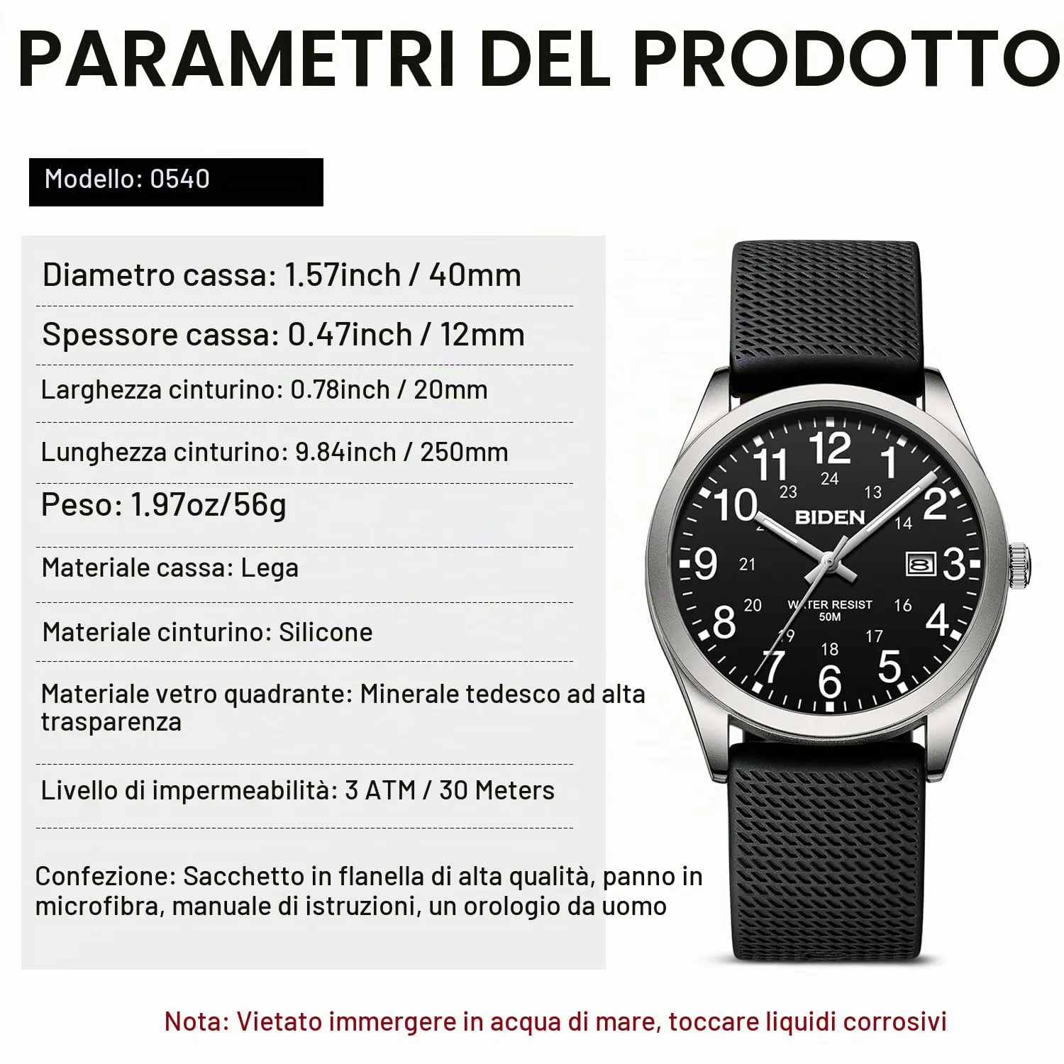 LN LENQIN Orologio da Uomo Analogico al Quarzo Impermeabile L-R015 - immagine 7