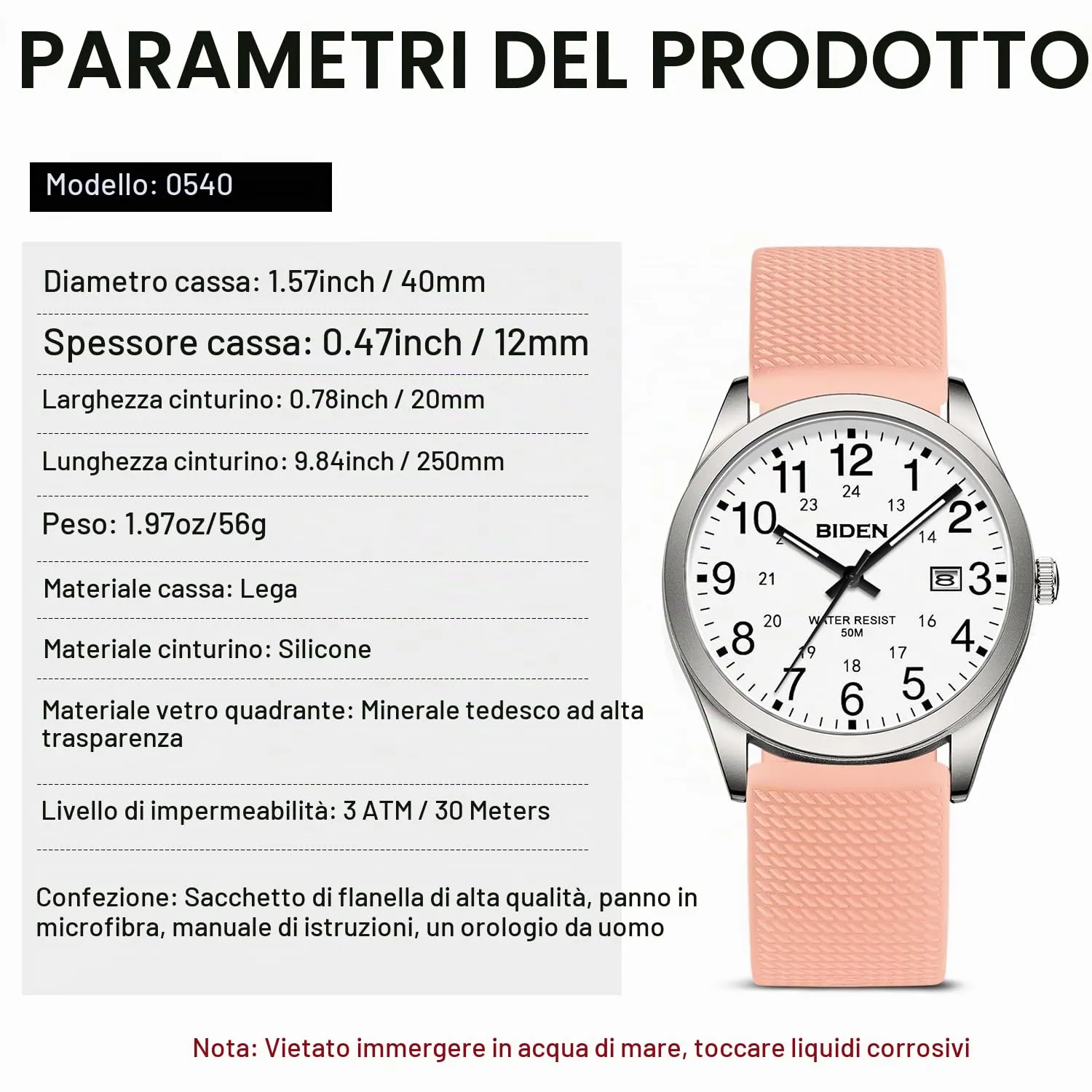 LN LENQIN Orologio da Uomo Analogico al Quarzo Impermeabile L-R015 - immagine 7
