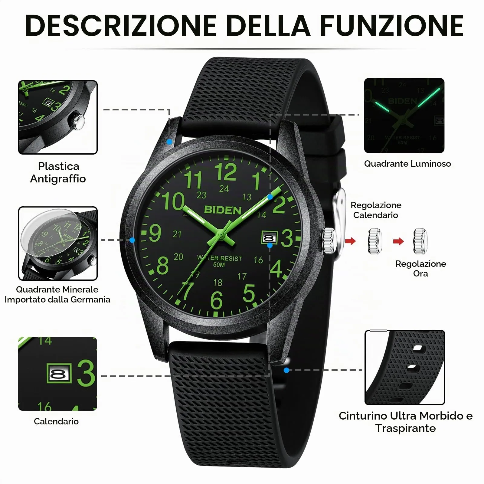 LN LENQIN Orologio da Uomo Analogico al Quarzo Impermeabile R015 - immagine 7