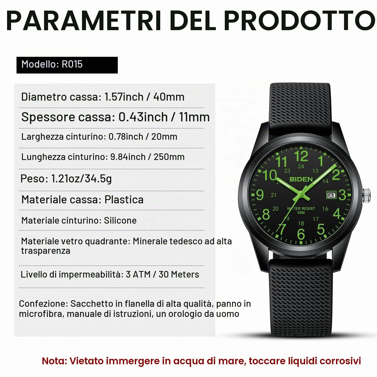 LN LENQIN Orologio da Uomo Analogico al Quarzo Impermeabile R015 - immagine 8