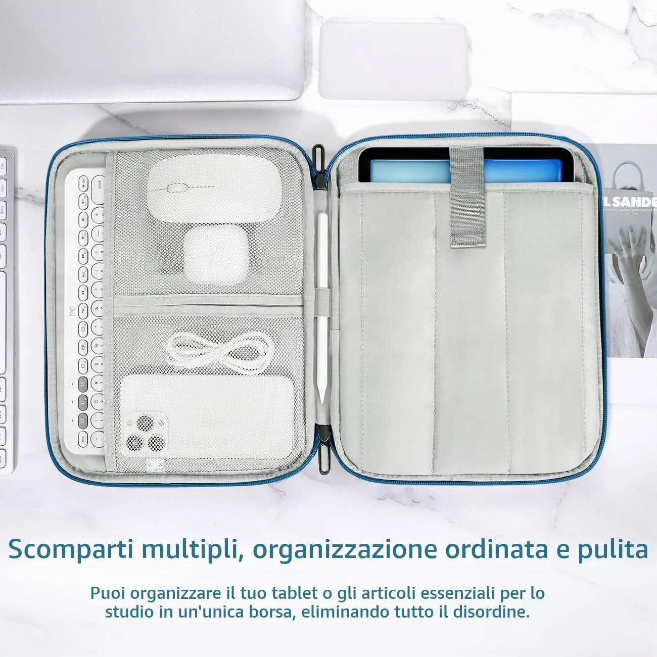 Dadanism Borsa Imbottita per Tablet 9-11 Pollici, Blu Pavone - immagine 4