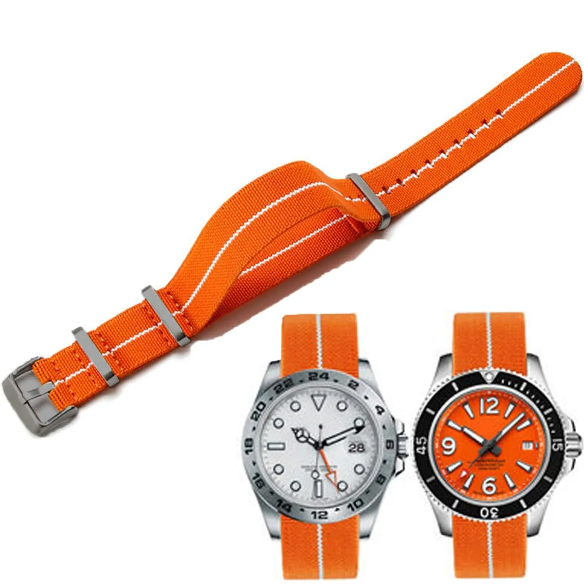 Niziruoup Cinturino Orologio in Nylon Elastico Nato Militare, Acciaio Inox, 18mm - immagine 1