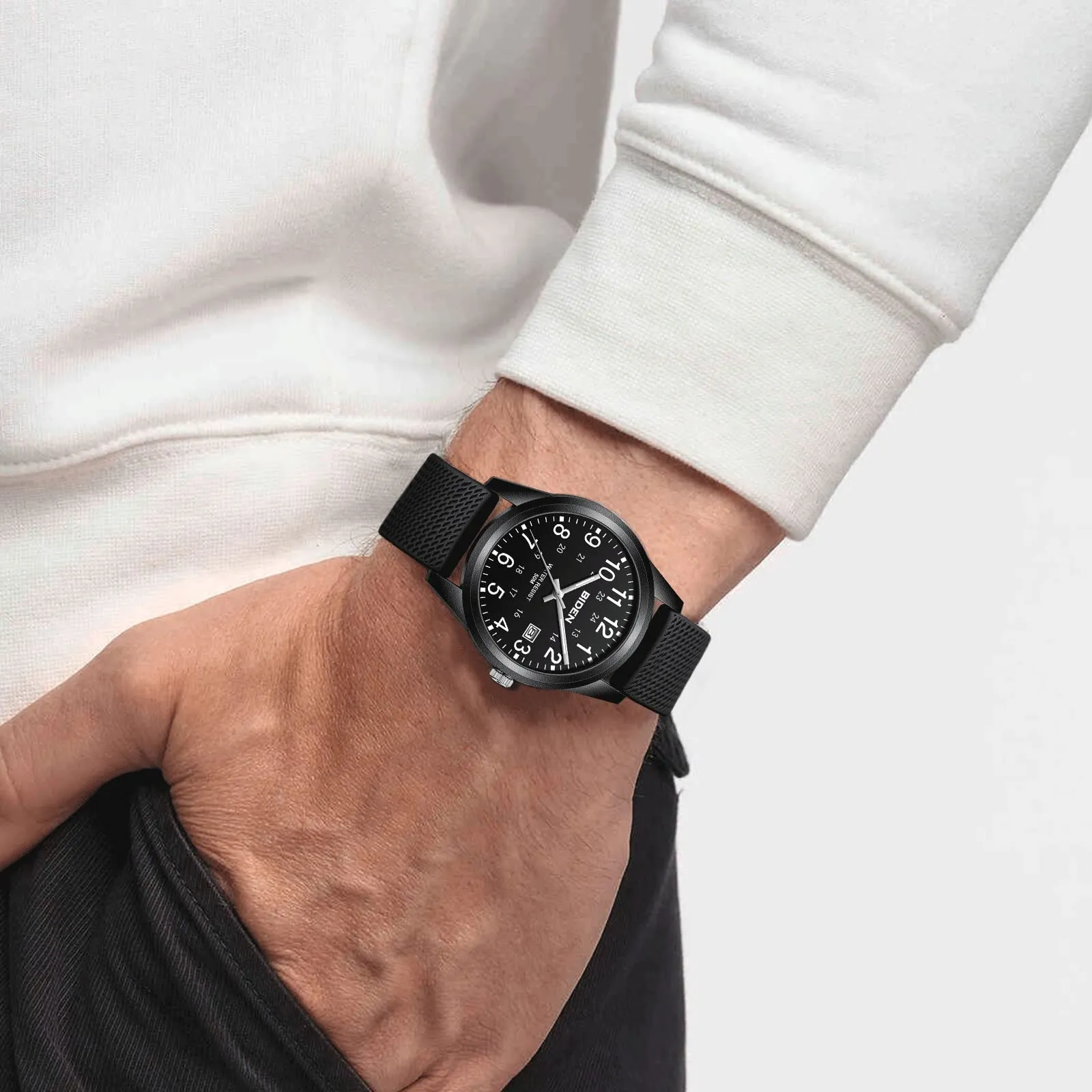 LN LENQIN Orologio da Uomo Analogico al Quarzo Impermeabile L-R015 - immagine 7