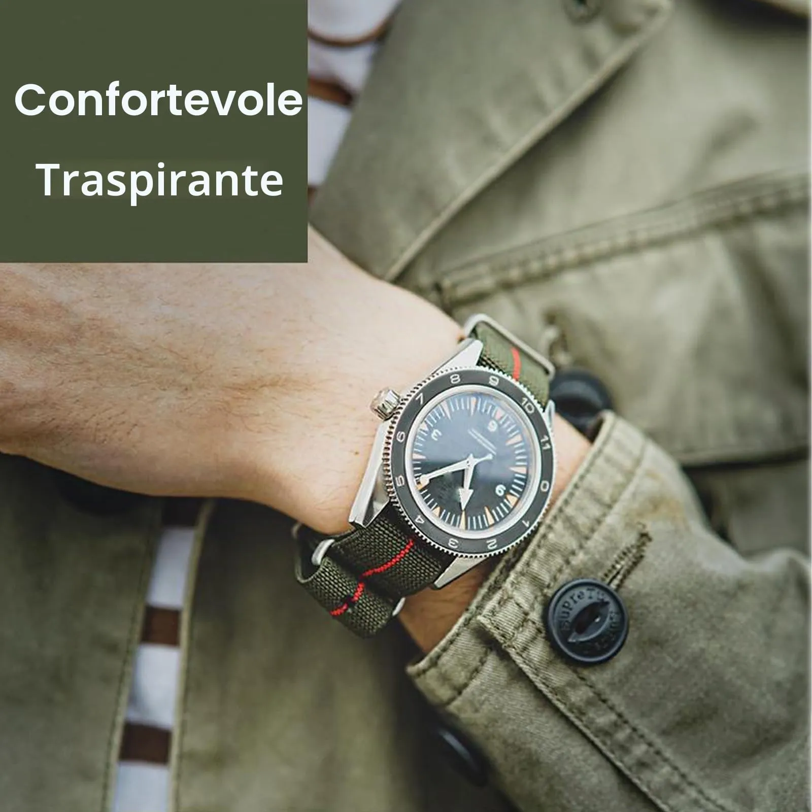 Niziruoup Cinturino per Orologio in Nylon Elastico Stile Nato Militare Paracadute 20mm - immagine 5
