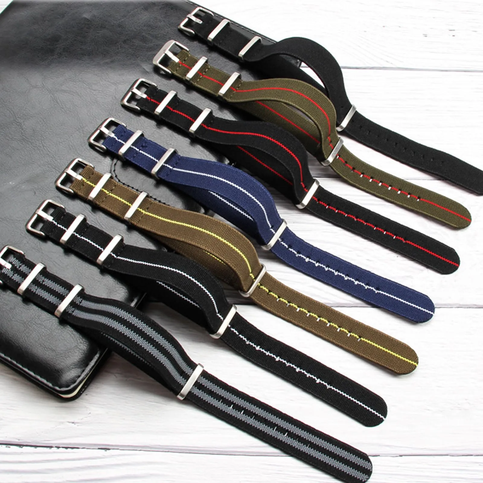 Niziruoup Cinturino per Orologio in Nylon Elastico Stile Nato Militare Paracadute 20mm - immagine 6