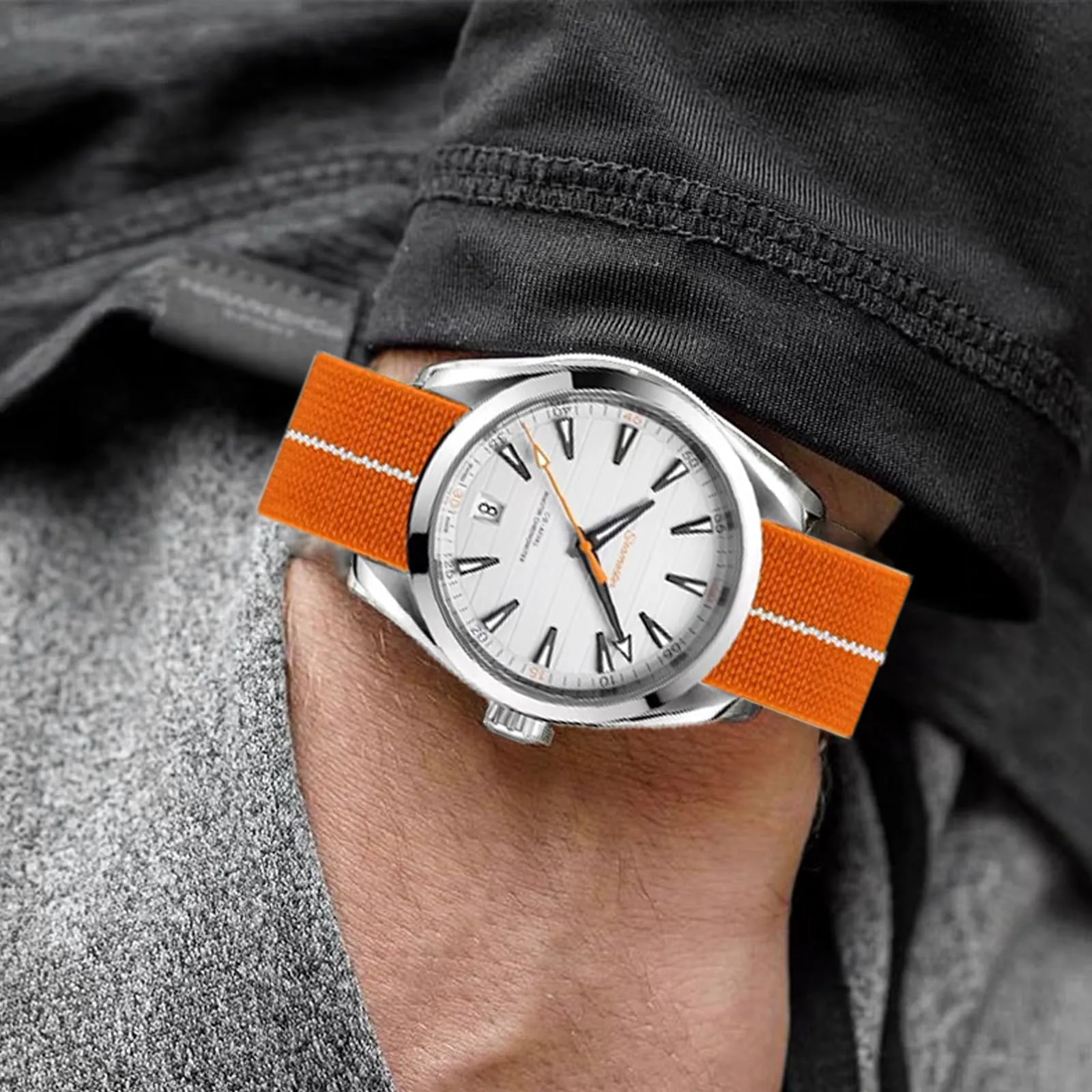 Niziruoup Cinturino per Orologio in Nylon Elastico Stile Nato Militare Paracadute 22mm - immagine 5