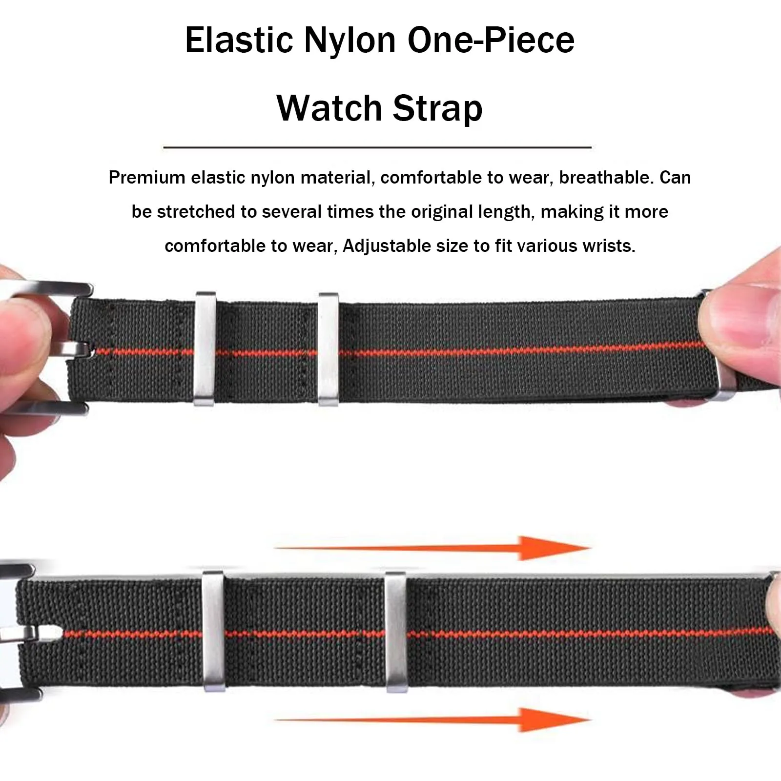 Niziruoup Cinturino per Orologio in Nylon Elastico Stile Nato Militare Paracadute 22mm - immagine 2
