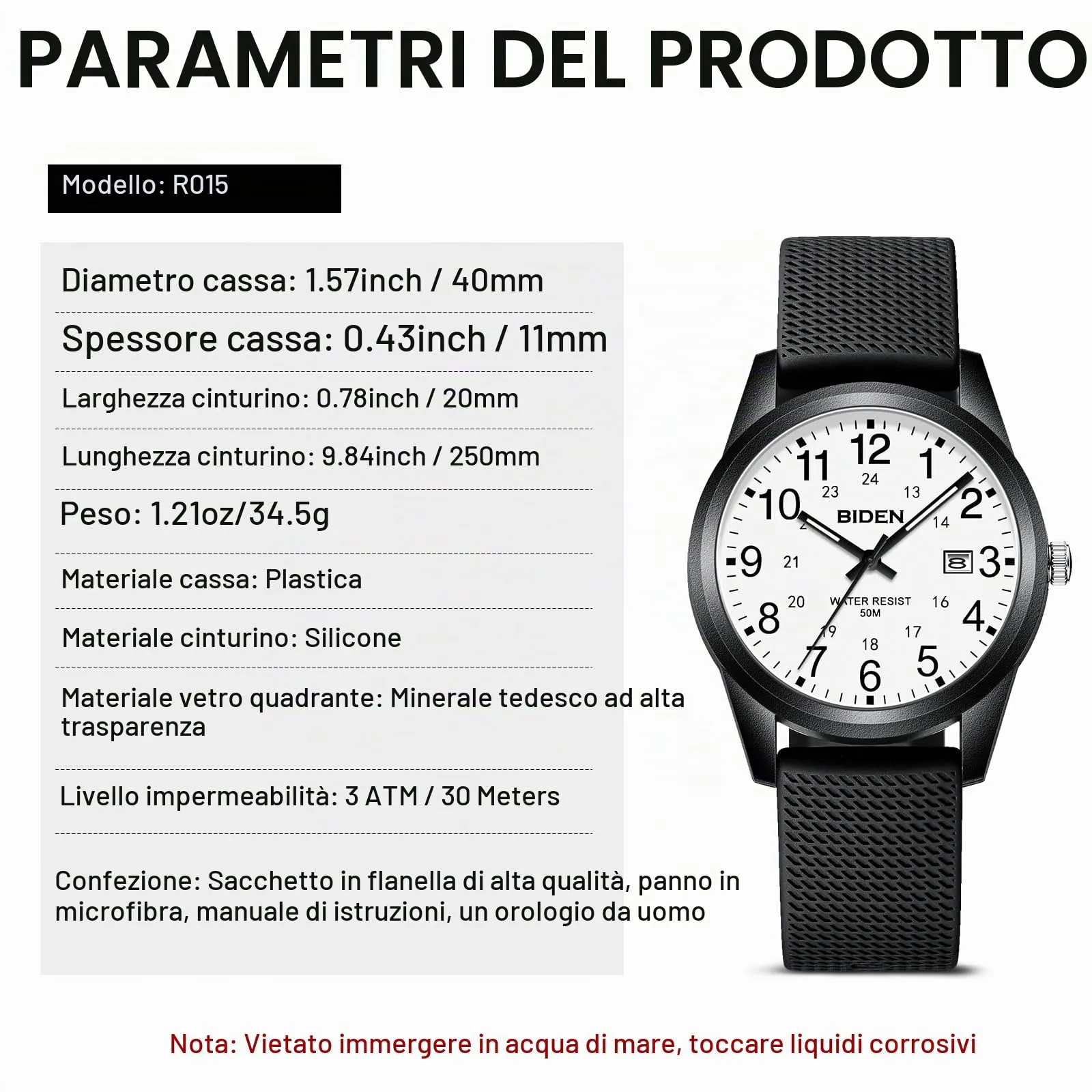 LN LENQIN Orologio da Uomo Analogico al Quarzo Impermeabile L-R015 - immagine 8