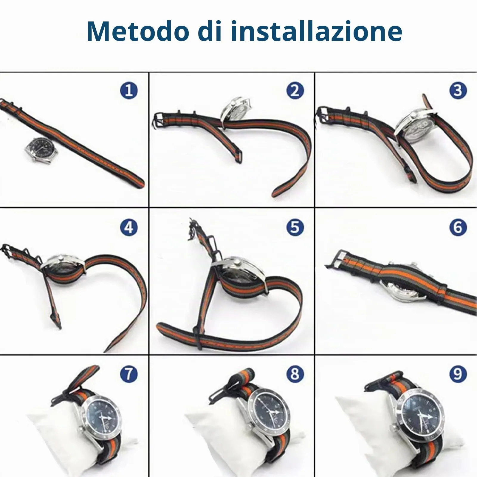 Niziruoup Cinturino per Orologio in Nylon Elastico Stile Nato Militare Paracadute 20mm - immagine 7