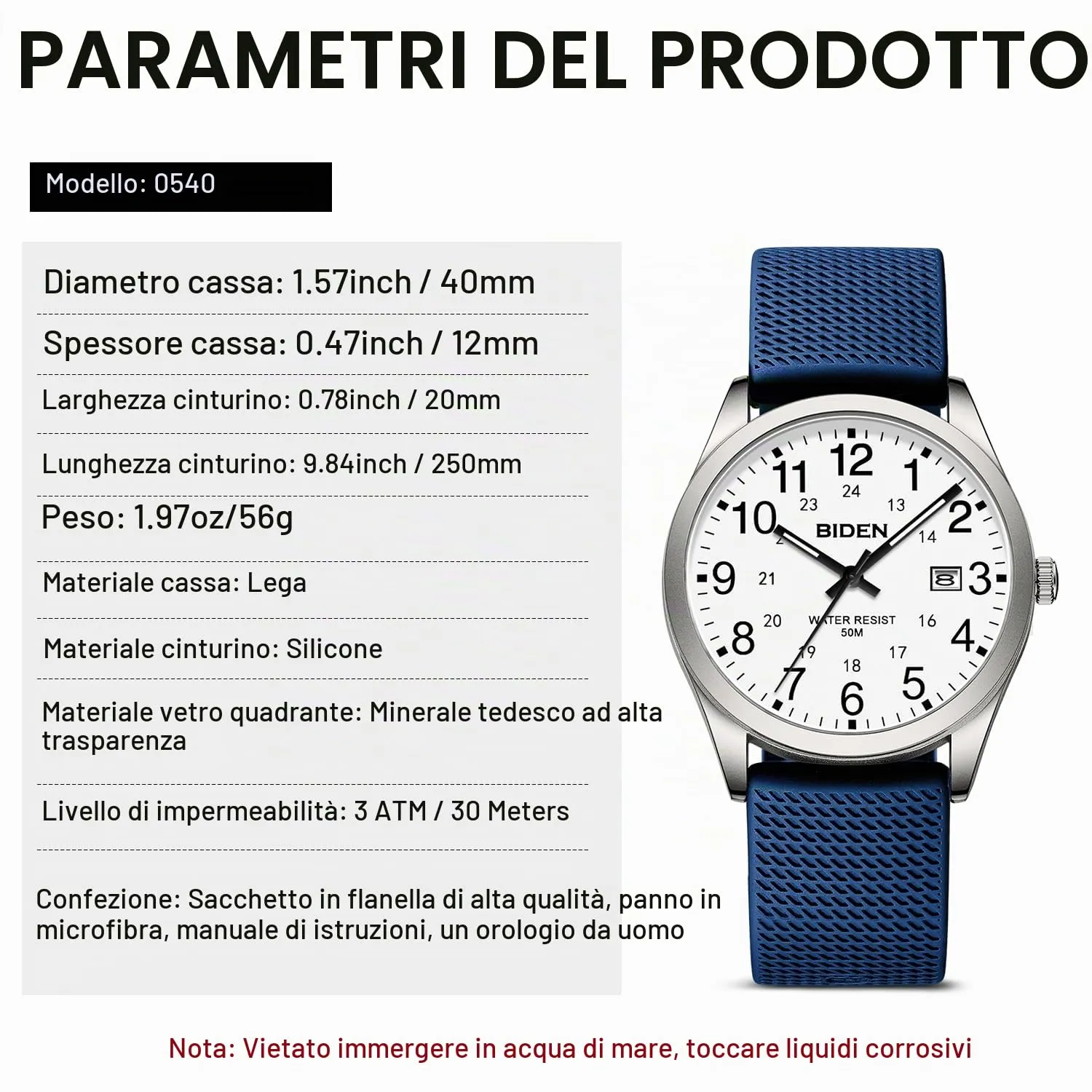 LN LENQIN Orologio da Uomo Analogico al Quarzo Impermeabile L-R015 - immagine 7