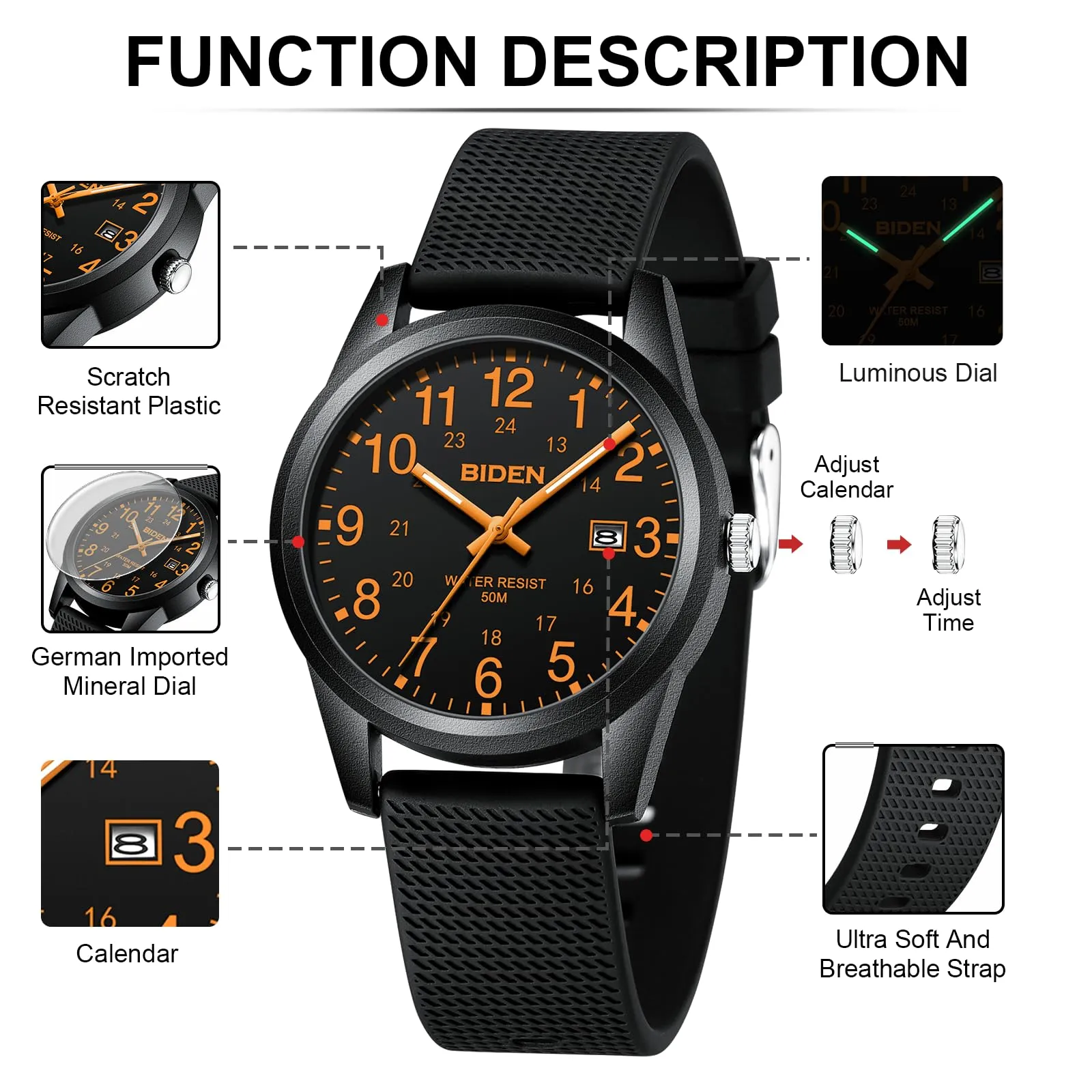 LN LENQIN Orologio da Uomo Analogico al Quarzo Impermeabile R015 - immagine 7