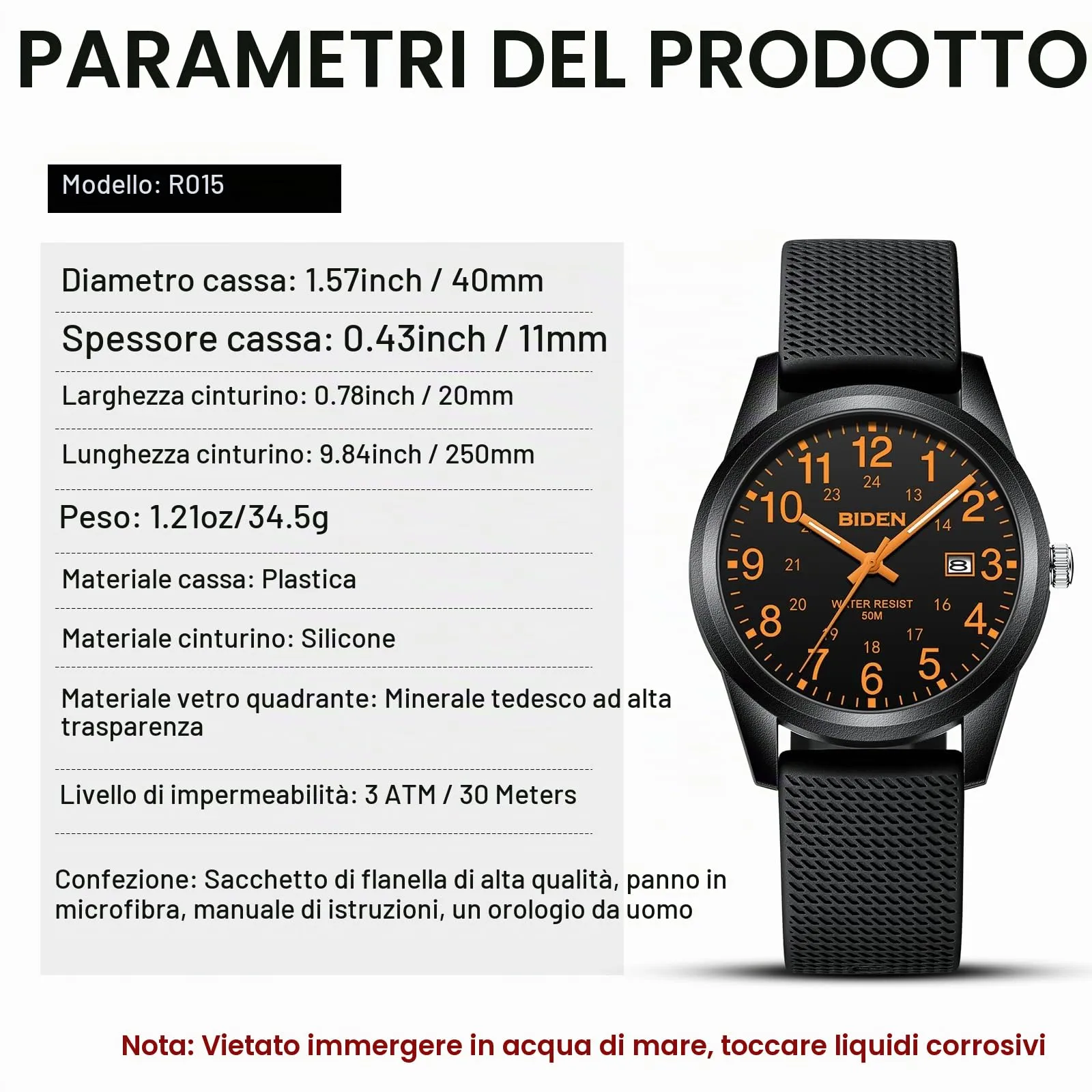 LN LENQIN Orologio da Uomo Analogico al Quarzo Impermeabile R015 - immagine 8