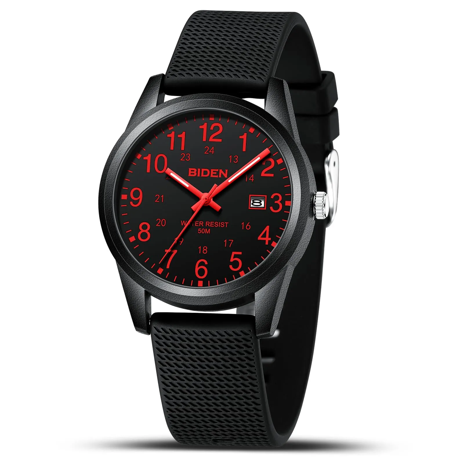 LN LENQIN Orologio da Uomo Analogico al Quarzo Impermeabile R015 Black Red - immagine 1