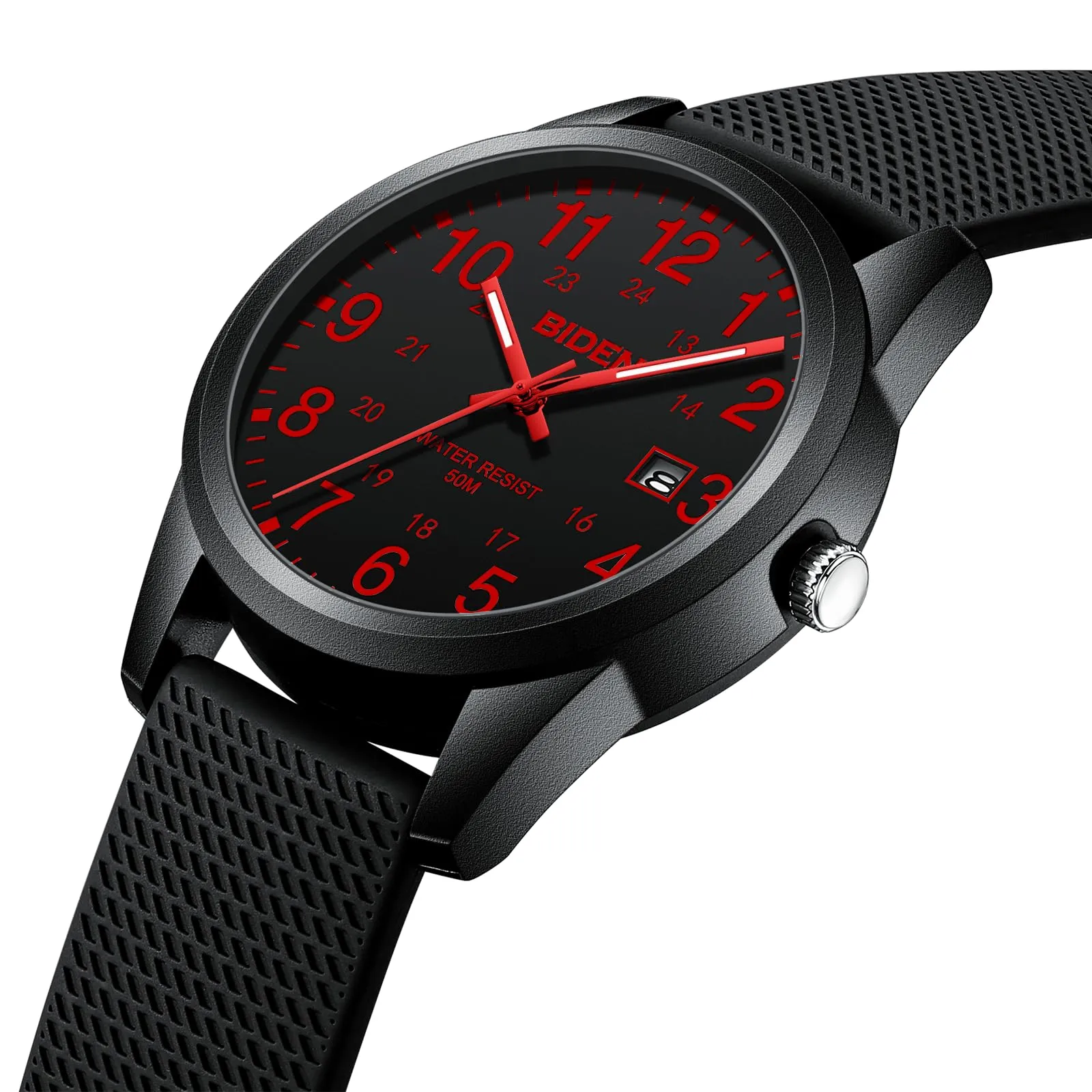 LN LENQIN Orologio da Uomo Analogico al Quarzo Impermeabile R015 Black Red - immagine 3