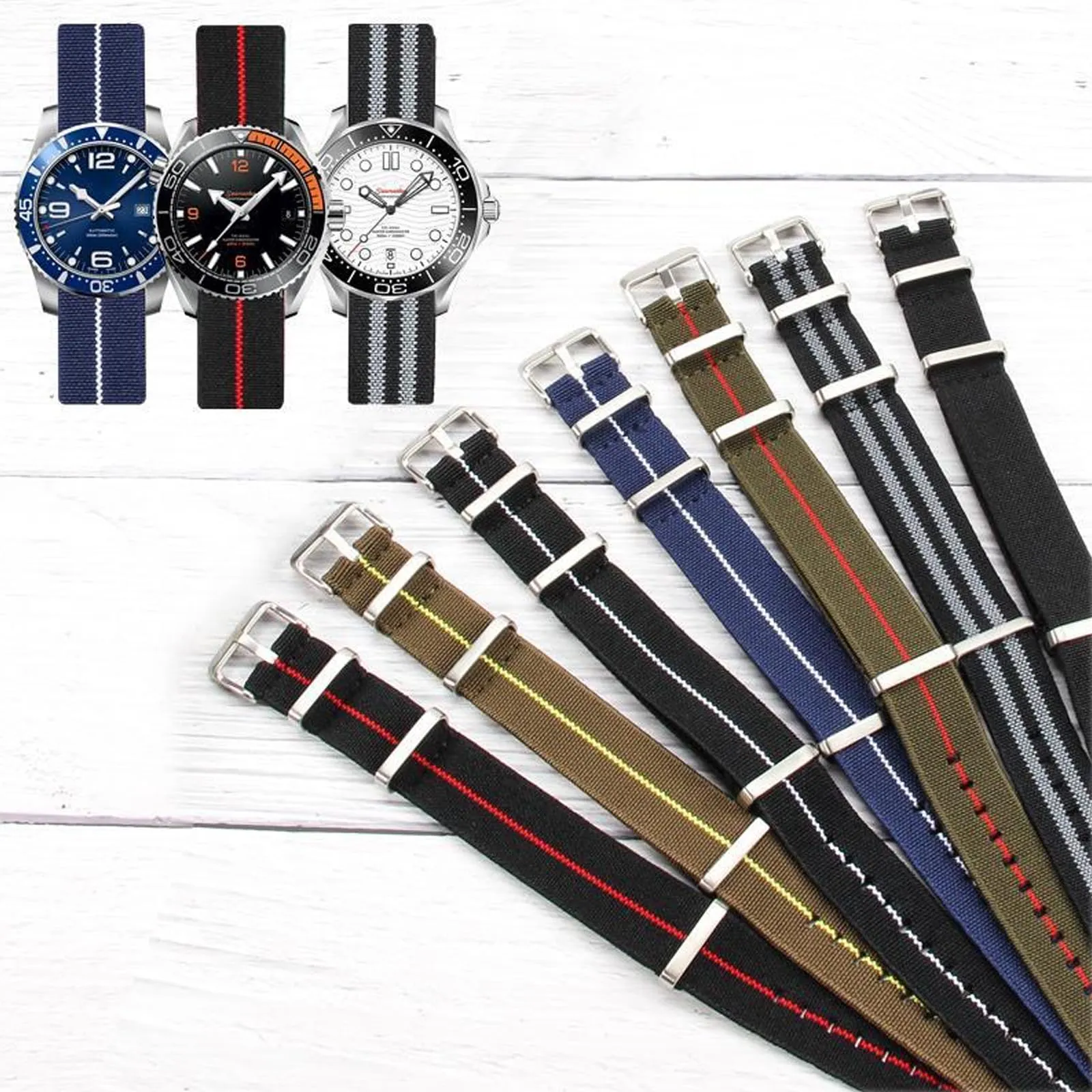 Niziruoup Cinturino in Nylon Elastico Stile Nato Militare Paracadute 20mm - immagine 5