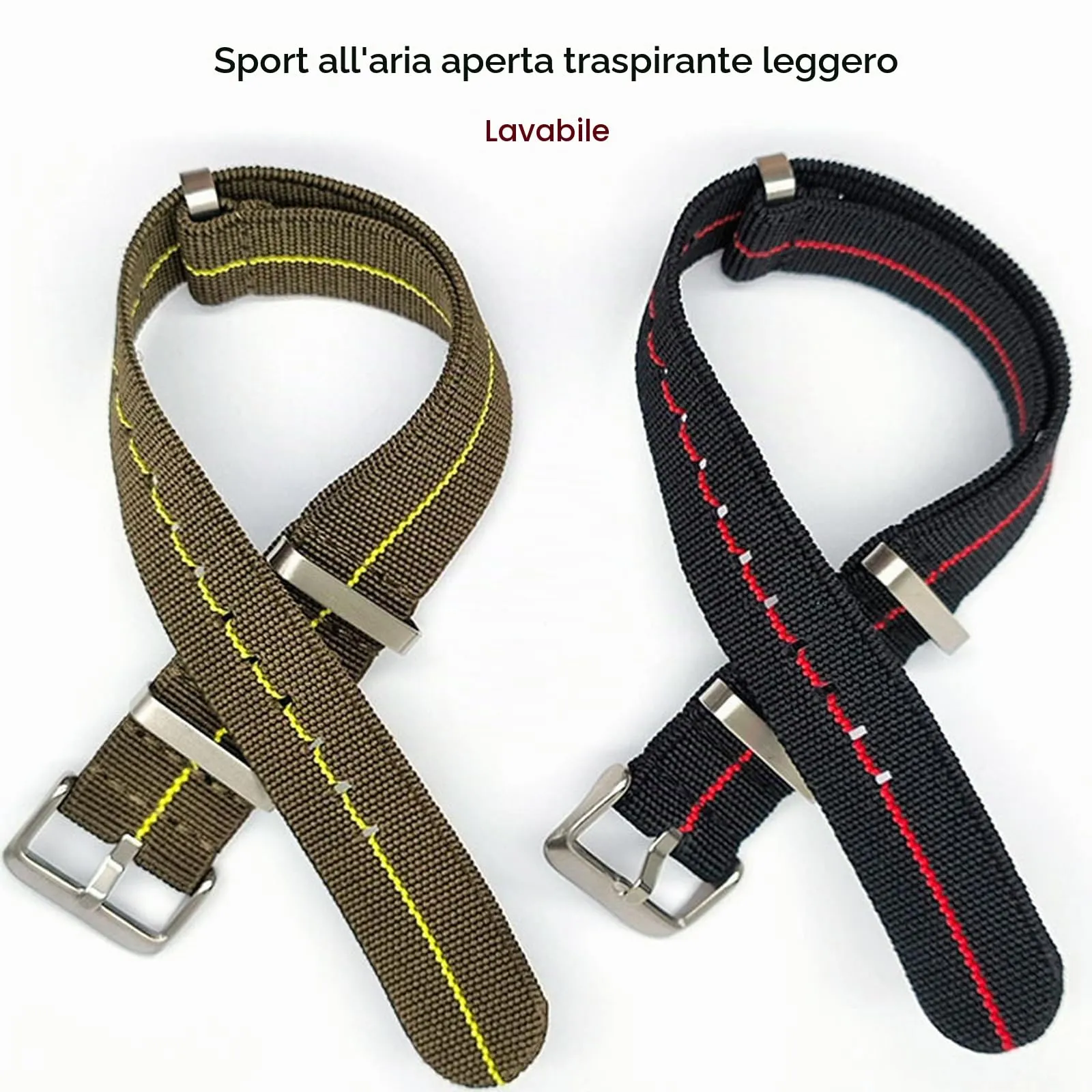 Niziruoup Cinturino in Nylon Elastico Stile Nato Militare Paracadute 20mm per Uomo e Donna - immagine 3