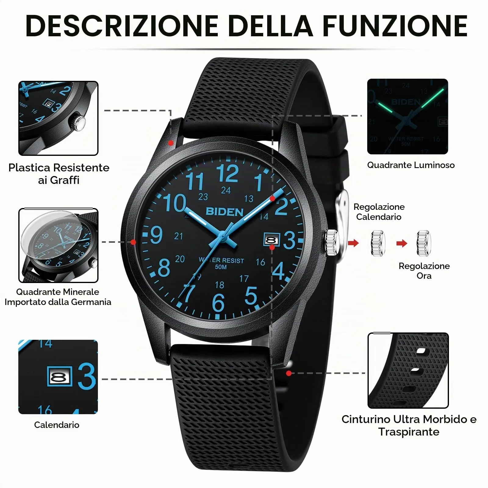 LN LENQIN Orologio da Uomo Analogico al Quarzo Impermeabile R015 - immagine 7