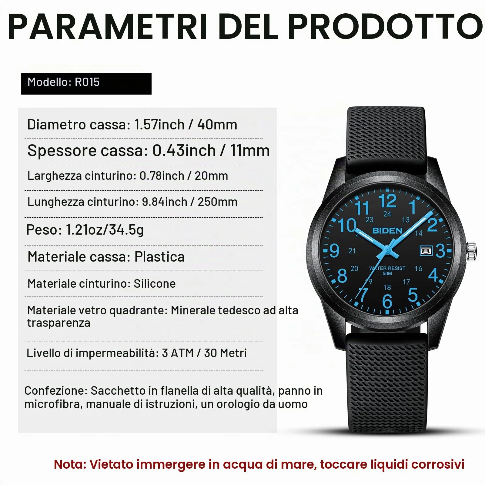LN LENQIN Orologio da Uomo Analogico al Quarzo Impermeabile R015 - immagine 8