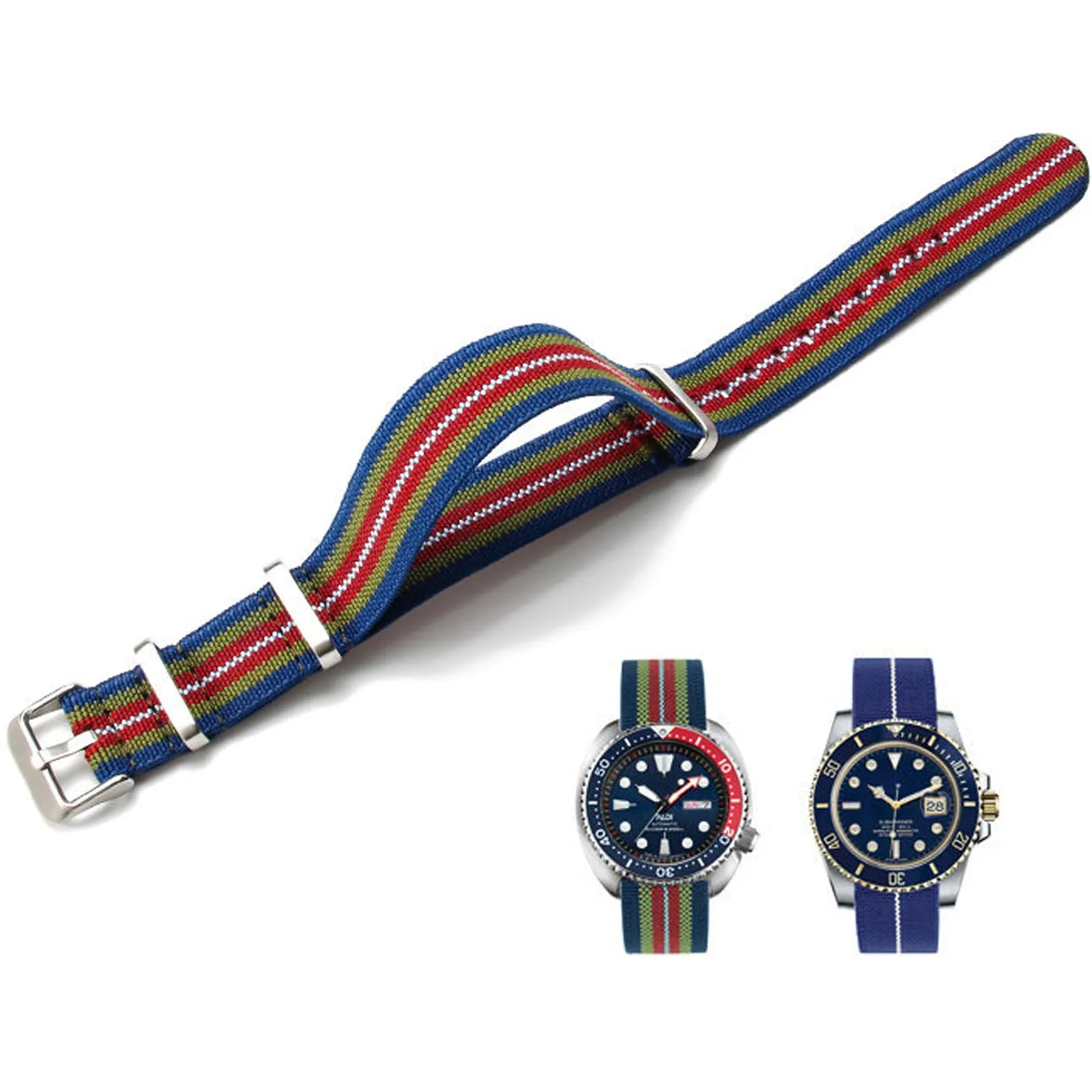 Niziruoup Cinturino per Orologio in Nylon Elastico Stile Nato Militare Paracadute 22mm - immagine 1