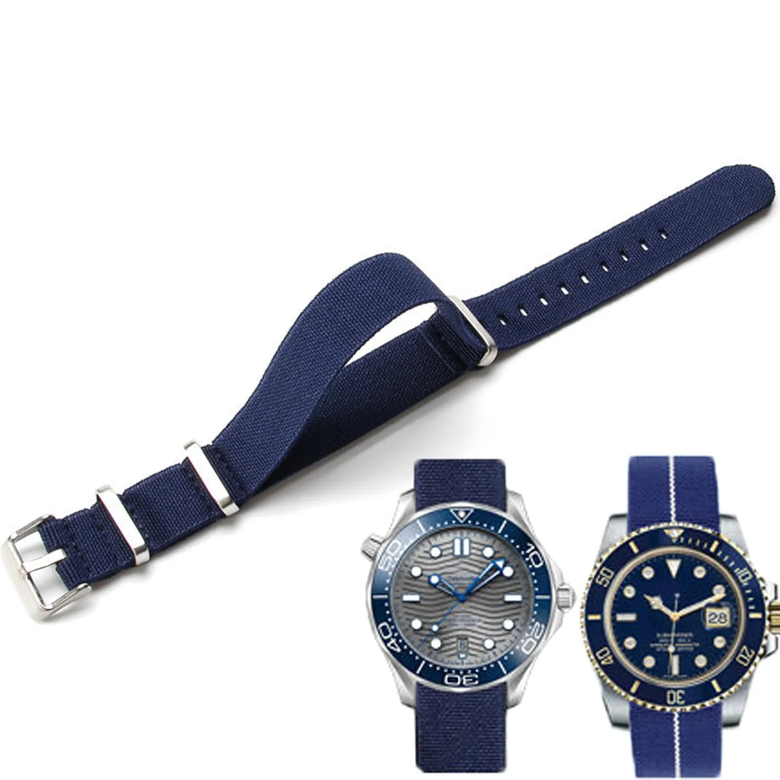 Niziruoup Cinturino per Orologio in Nylon Elastico Stile Nato Militare Paracadute 18mm 20mm 22mm - immagine 1