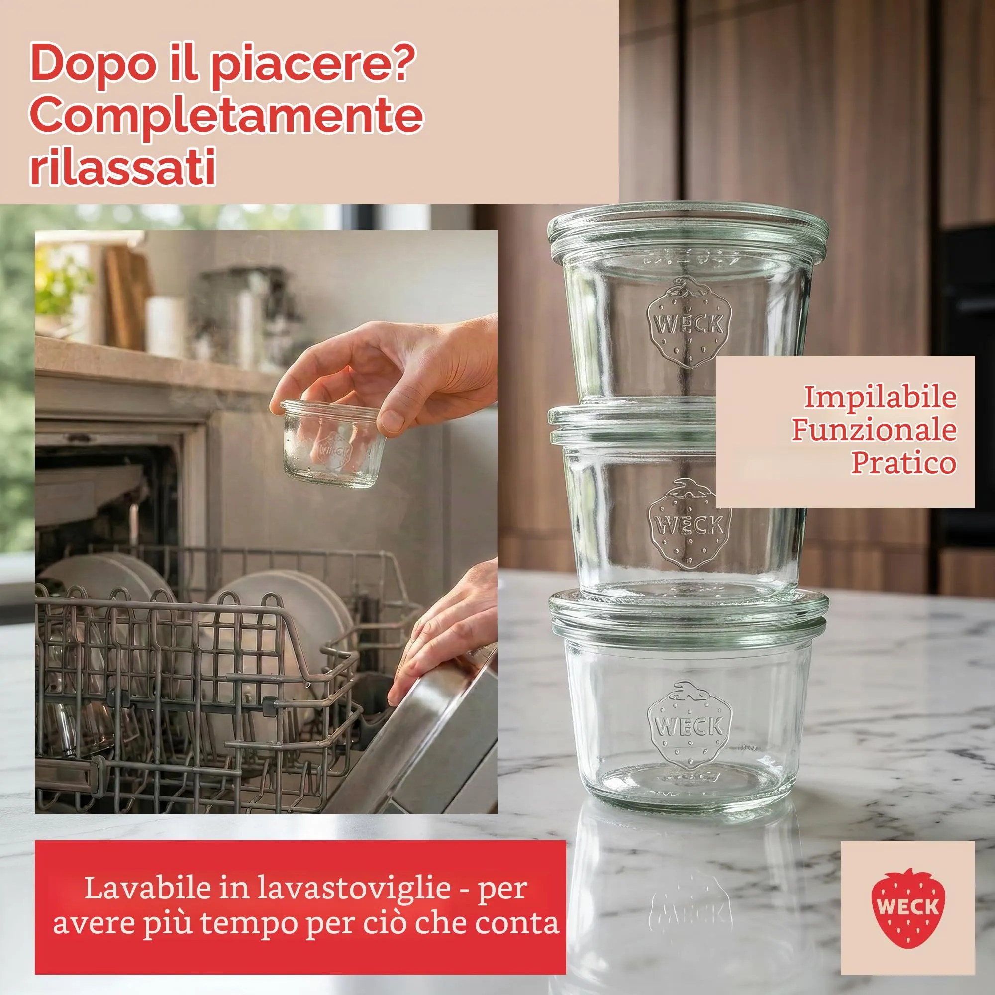 Weck Set di 12 bicchieri da dessert con coperchio in vetro, 45 ml - immagine 4