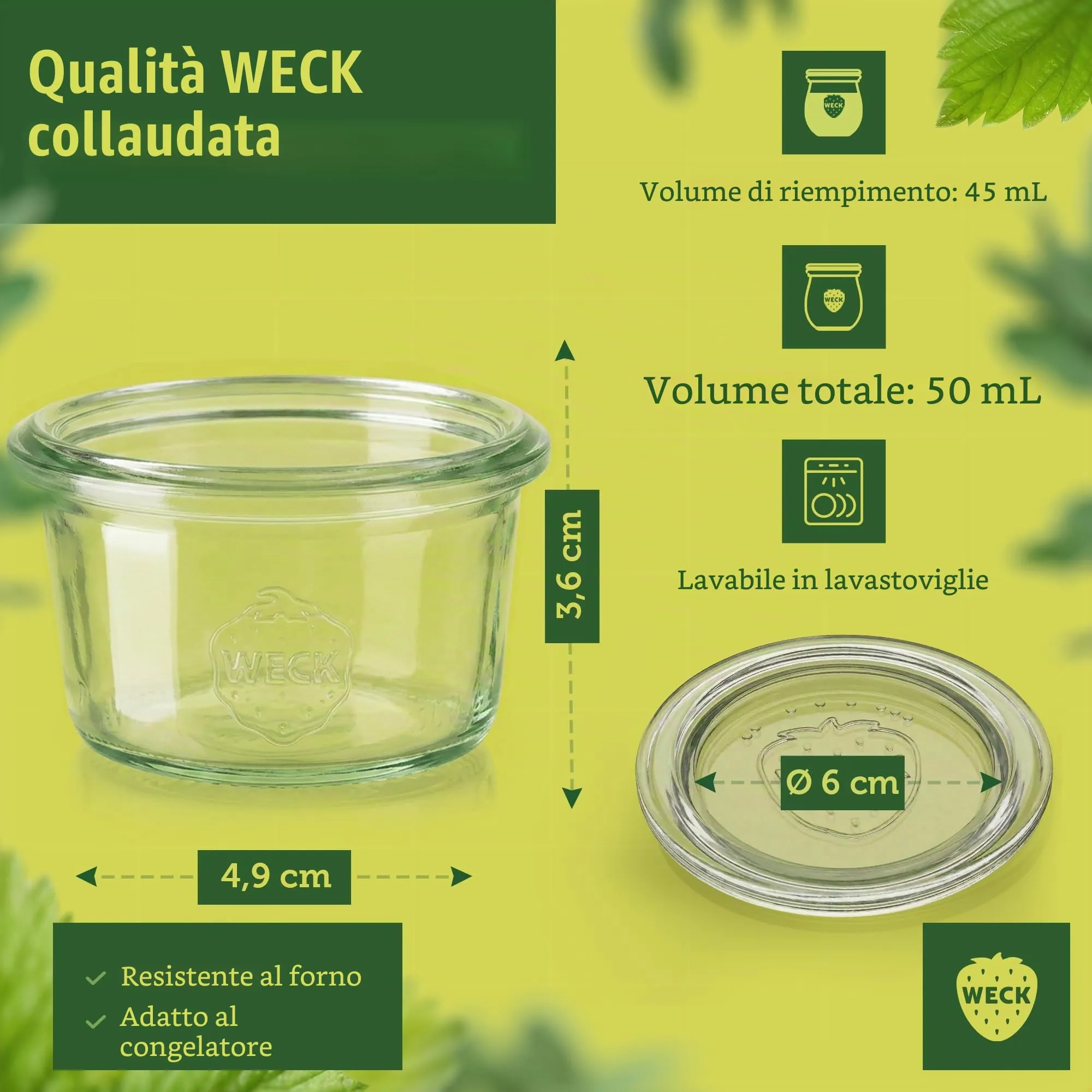 Weck Set di 12 bicchieri da dessert con coperchio in vetro, 45 ml - immagine 5