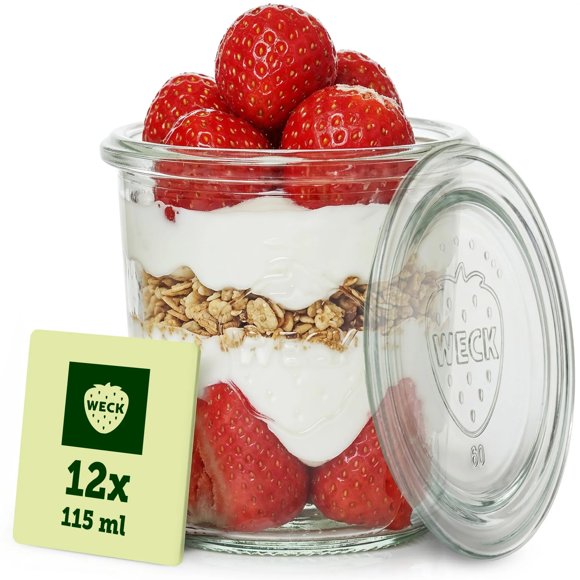 Weck Vasetti 115ml, Set di 12 con coperchi, Forma a caduta - immagine 1