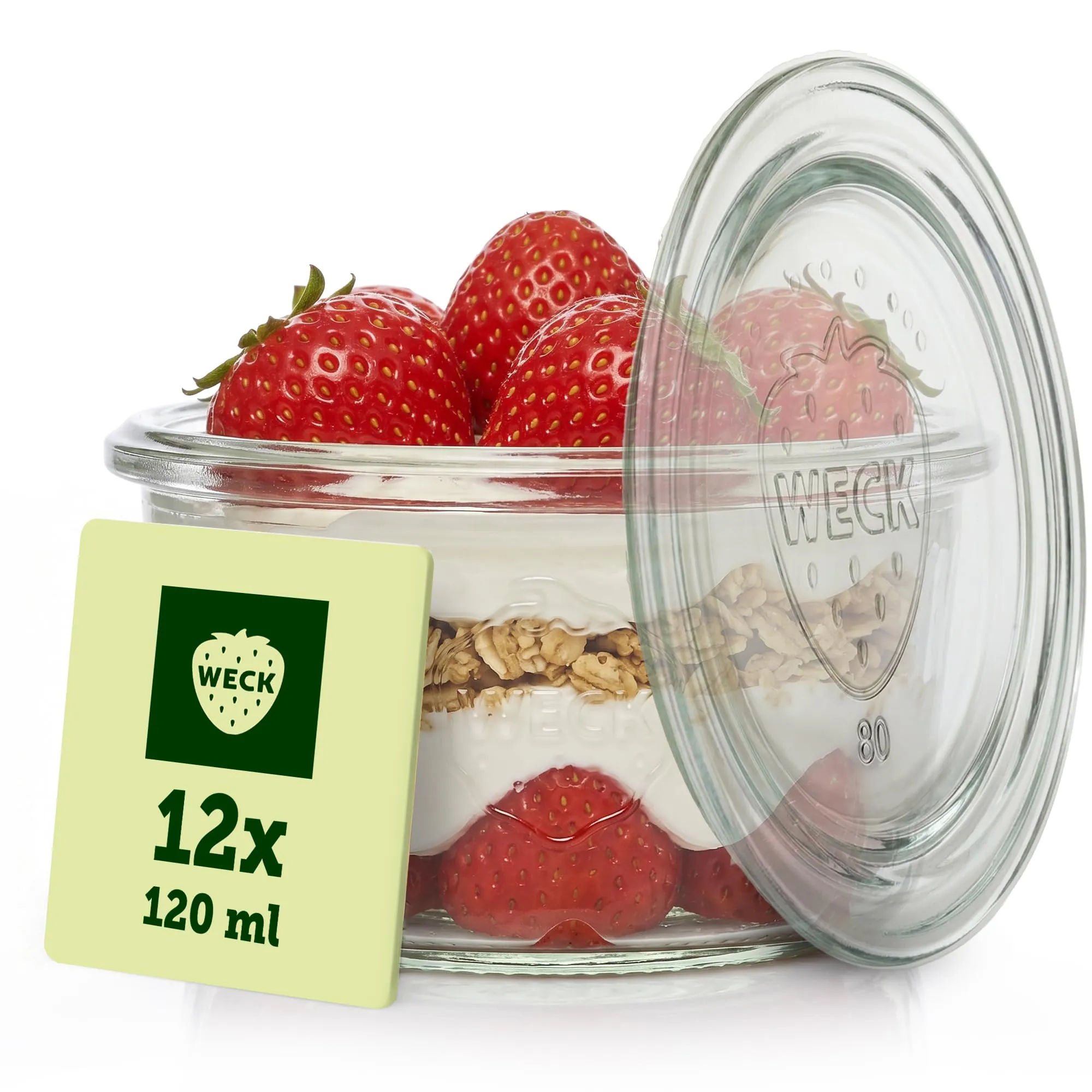 Weck Barattoli di Vetro 165 ml, Set da 12 con Coperchi, Forma a Palla - immagine 1