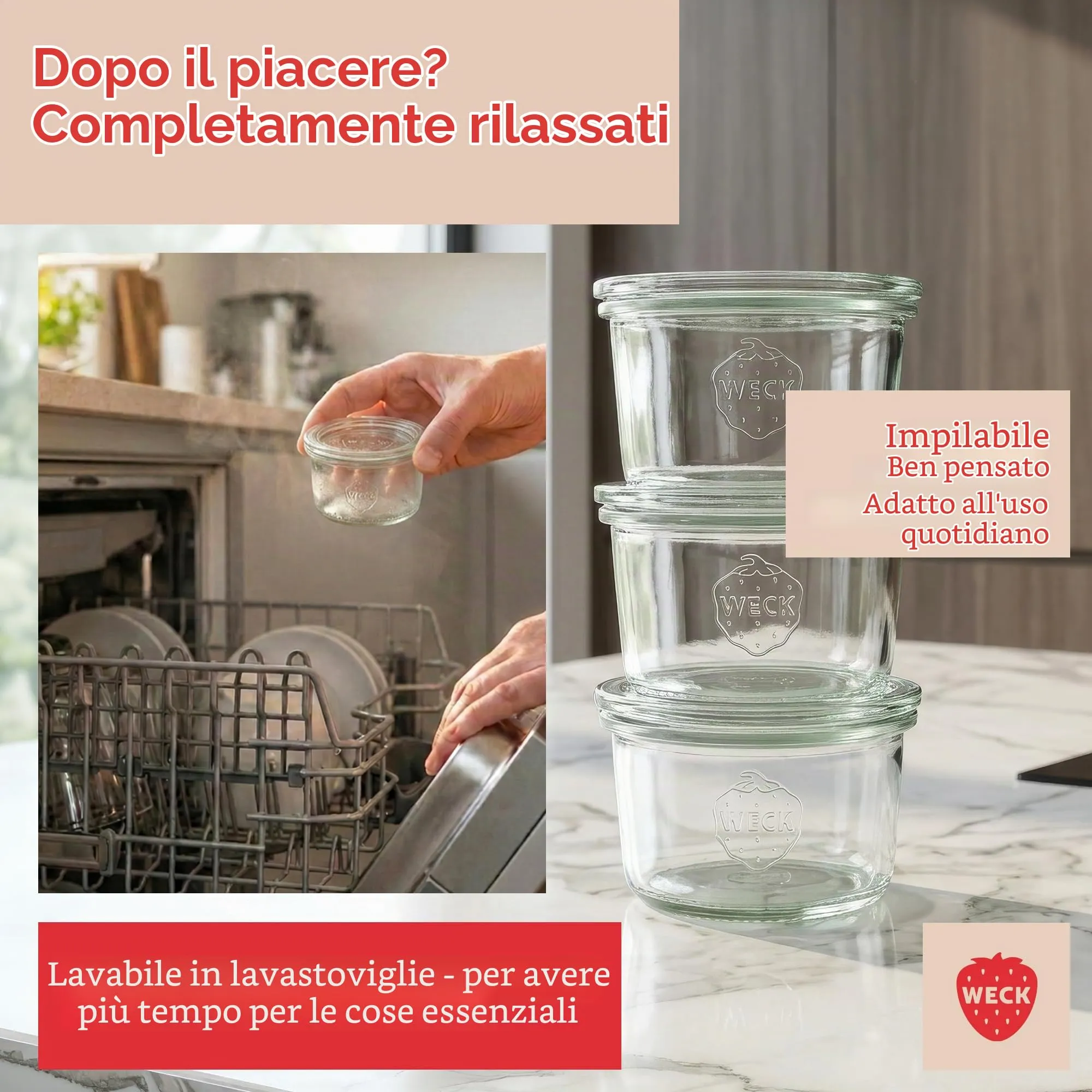 Weck Barattoli di Vetro 165 ml, Set da 12 con Coperchi, Forma a Palla - immagine 4
