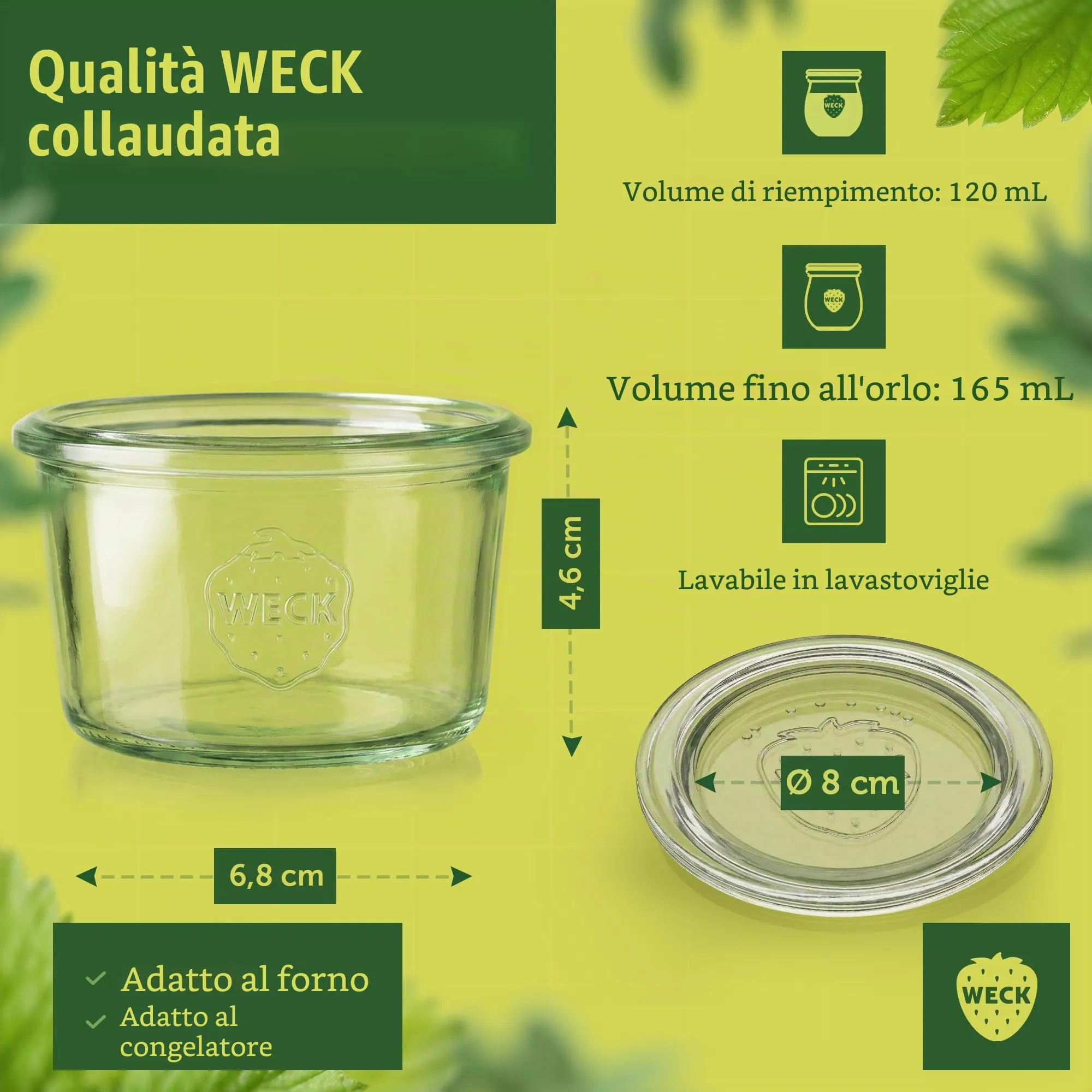 Weck Barattoli di Vetro 165 ml, Set da 12 con Coperchi, Forma a Palla - immagine 5