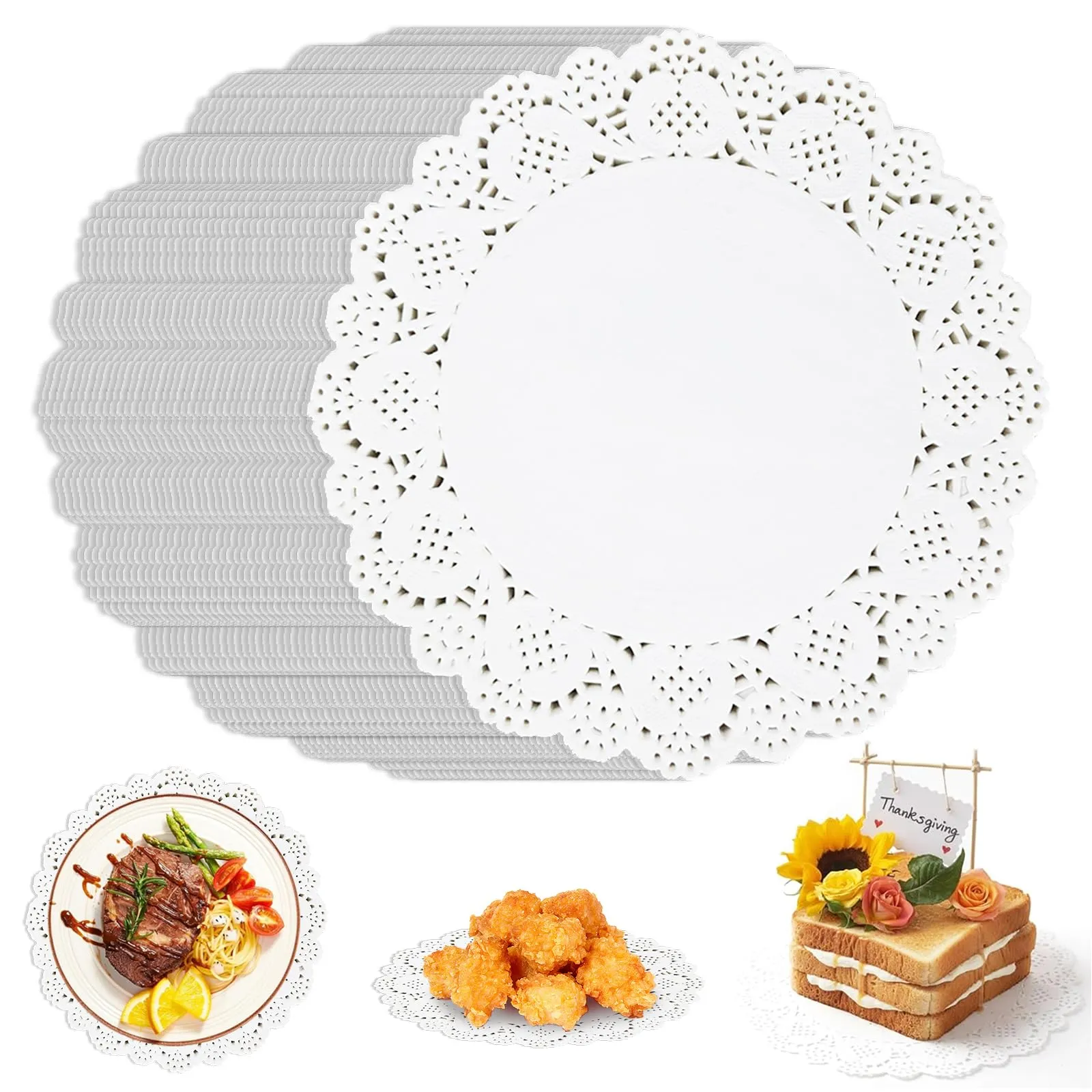 poraceous Centrini di Carta per Torte Rotondi in Pizzo, 21 cm, Bianco, 150 Pezzi - immagine 1