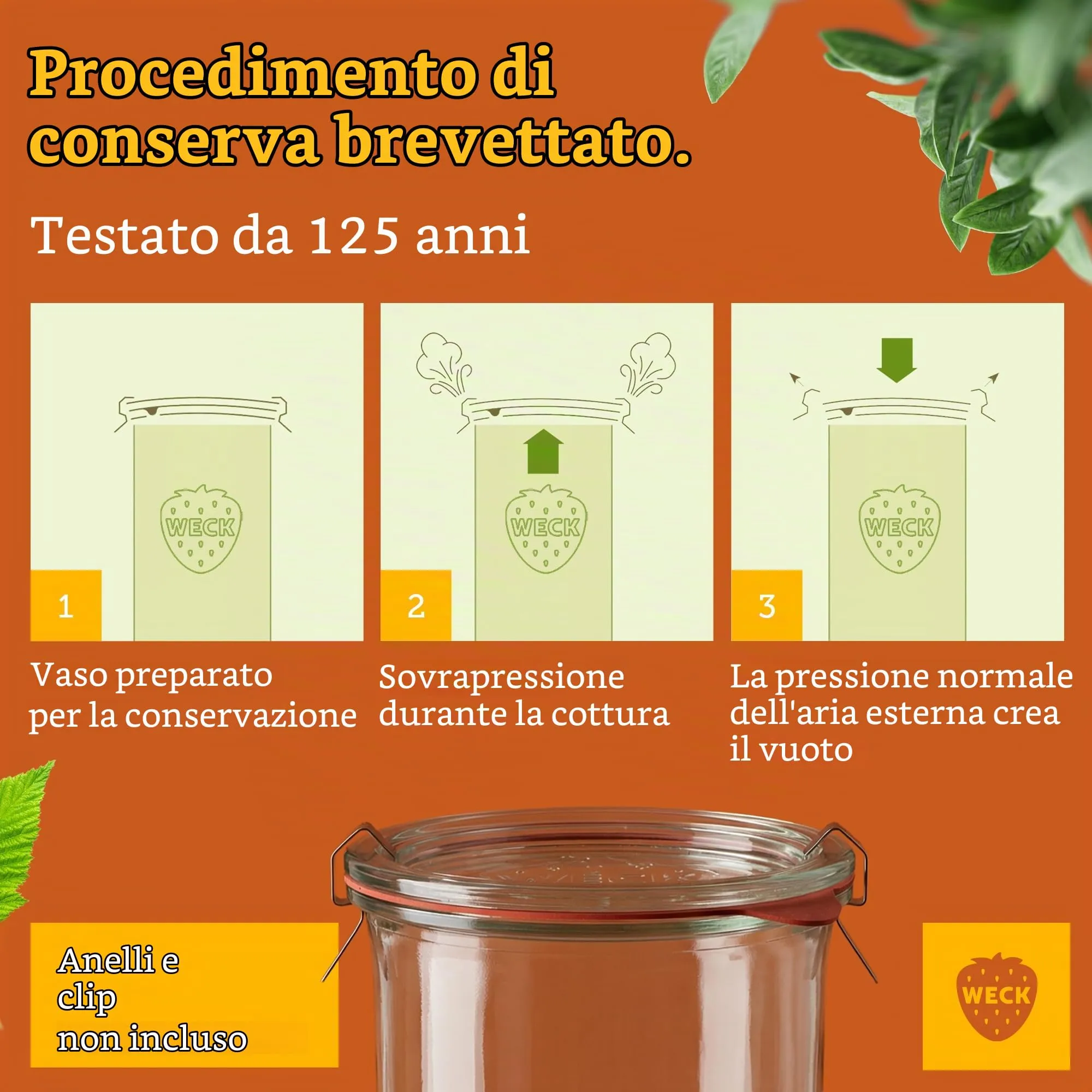 Weck Barattoli da 750ml, Set da 6 con Coperchi, Forma Rovesciata - immagine 9