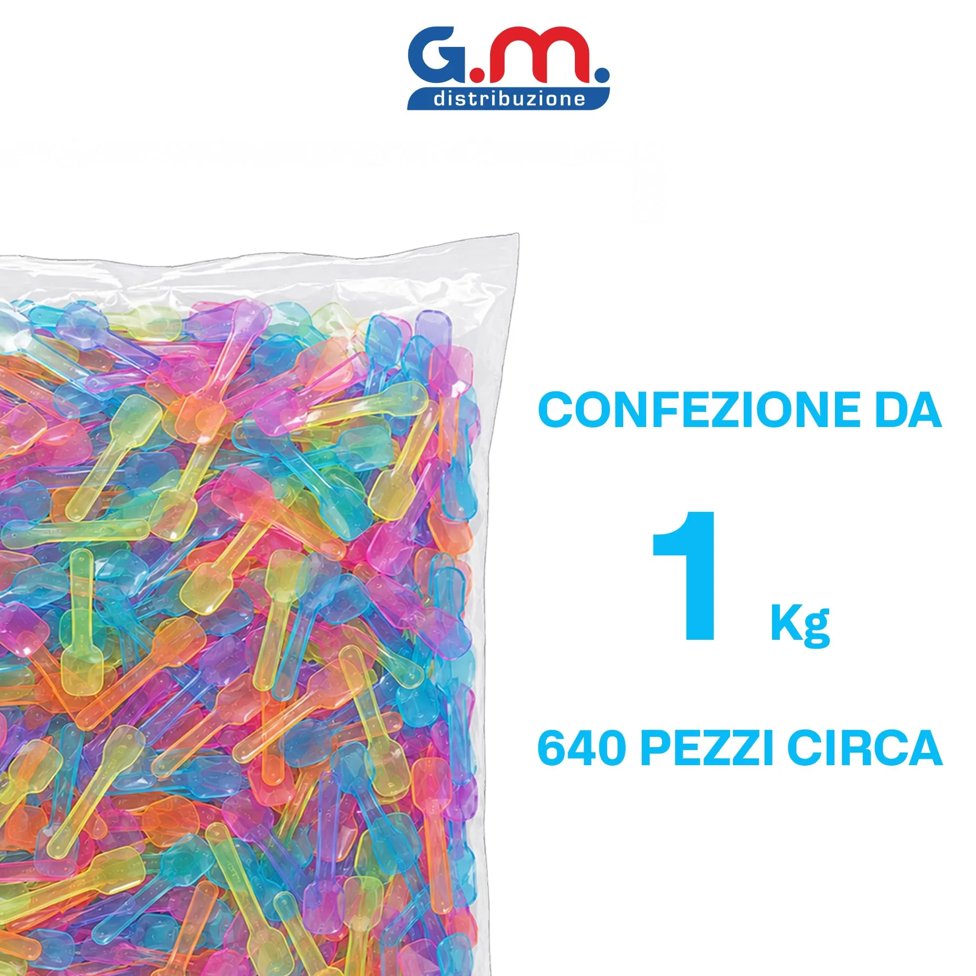G.M. Distribuzione Palette Gelato Riutilizzabili Colori Assortiti 10 cm, 6400 Pezzi (10 Buste) - immagine 3