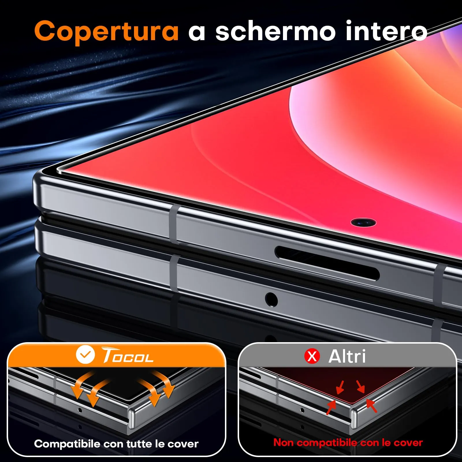 TOCOL Privacy Screen Protector for Samsung Galaxy Z Fold 8, 25° Anti-Spy Tempered Glass - immagine 3