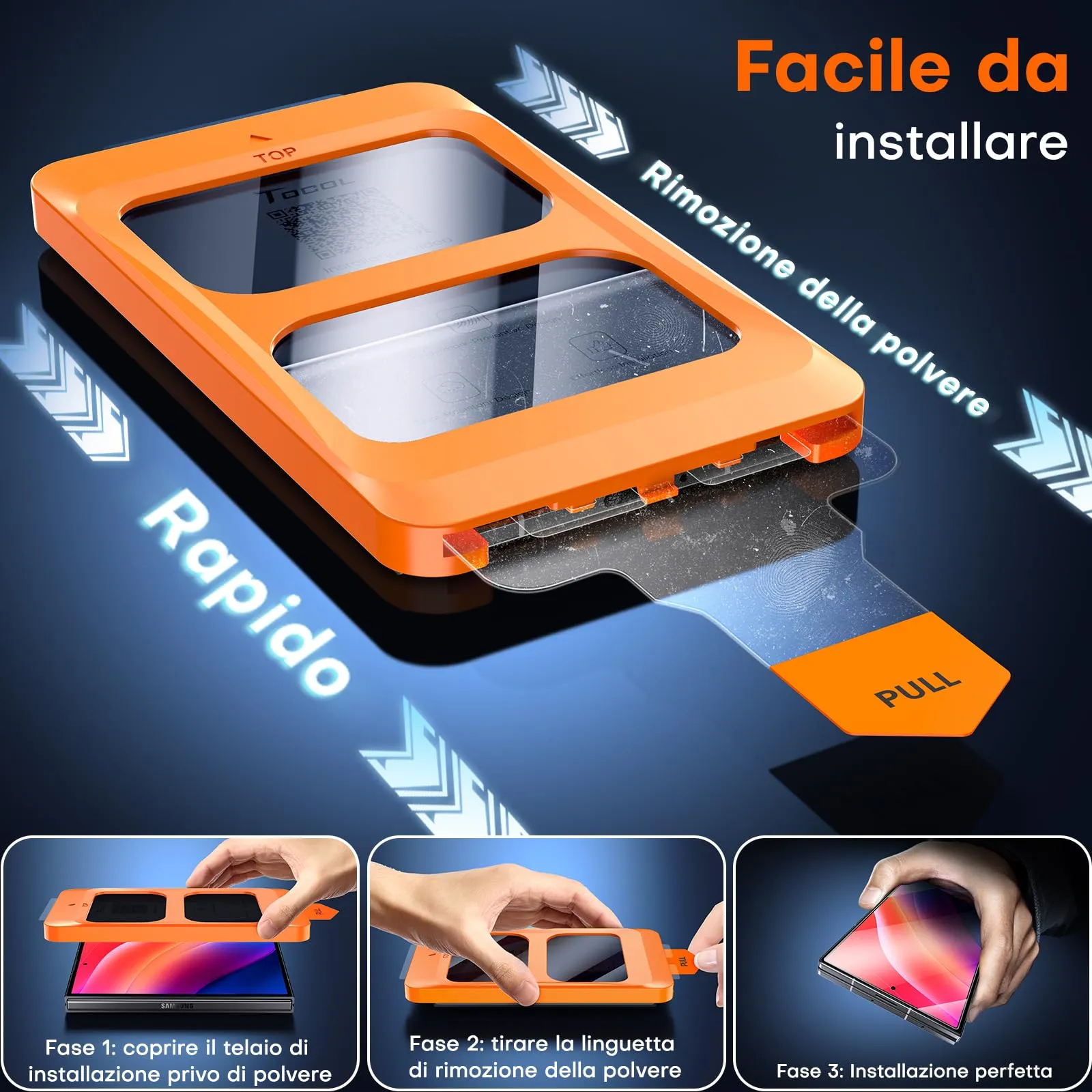 TOCOL Privacy Screen Protector for Samsung Galaxy Z Fold 8, 25° Anti-Spy Tempered Glass - immagine 6