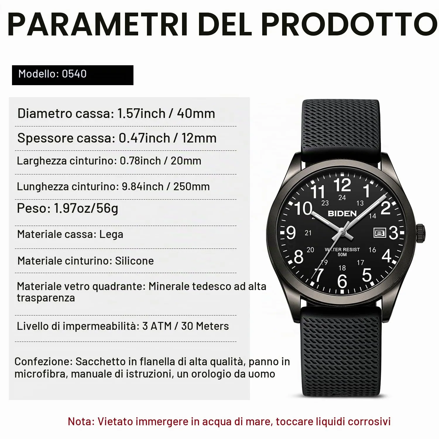 LN LENQIN Orologio da Uomo Analogico al Quarzo Impermeabile LN-R015-1-01 - immagine 8