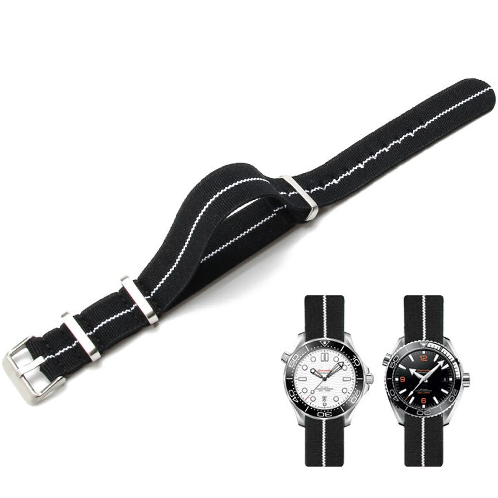Niziruoup Cinturino per Orologio in Nylon Elastico Stile Nato Militare Paracadute 22mm - immagine 1