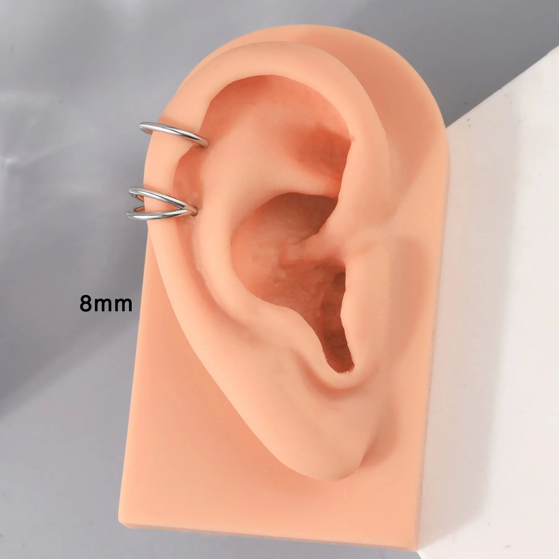 OUFER Piercing Helix Conch Hoop Ring 16G Acciaio Chirurgico 8mm (2 pz) - immagine 2
