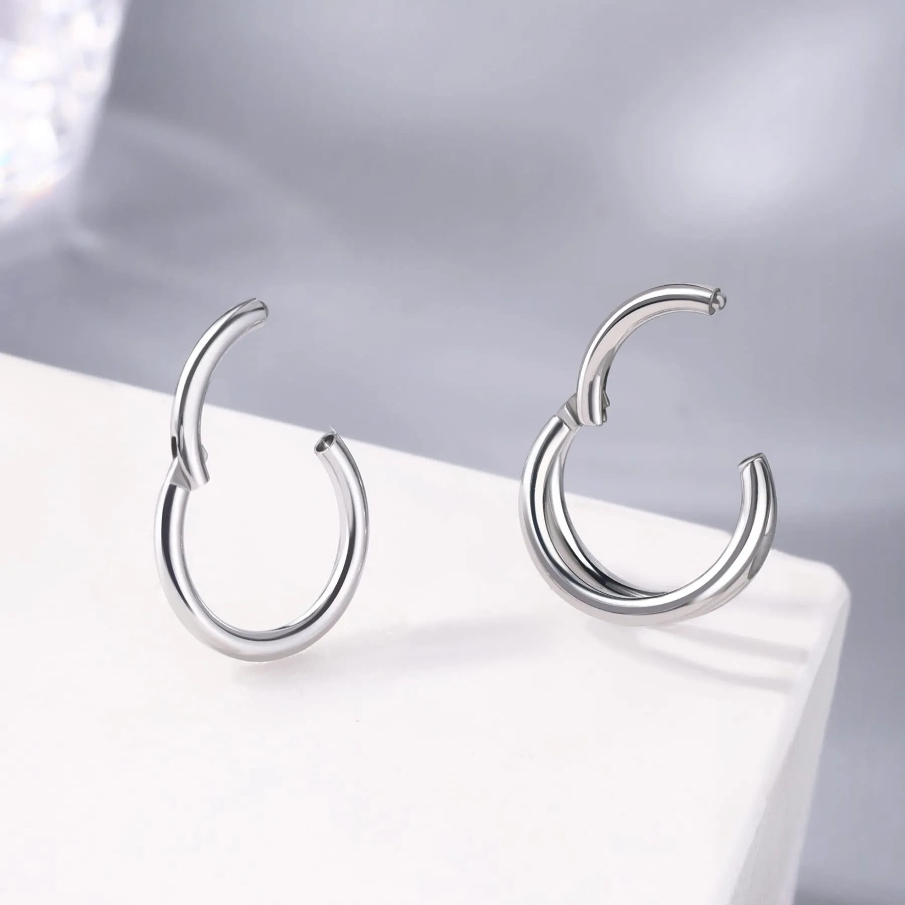 OUFER Piercing Helix Conch Hoop Ring 16G Acciaio Chirurgico 8mm (2 pz) - immagine 7