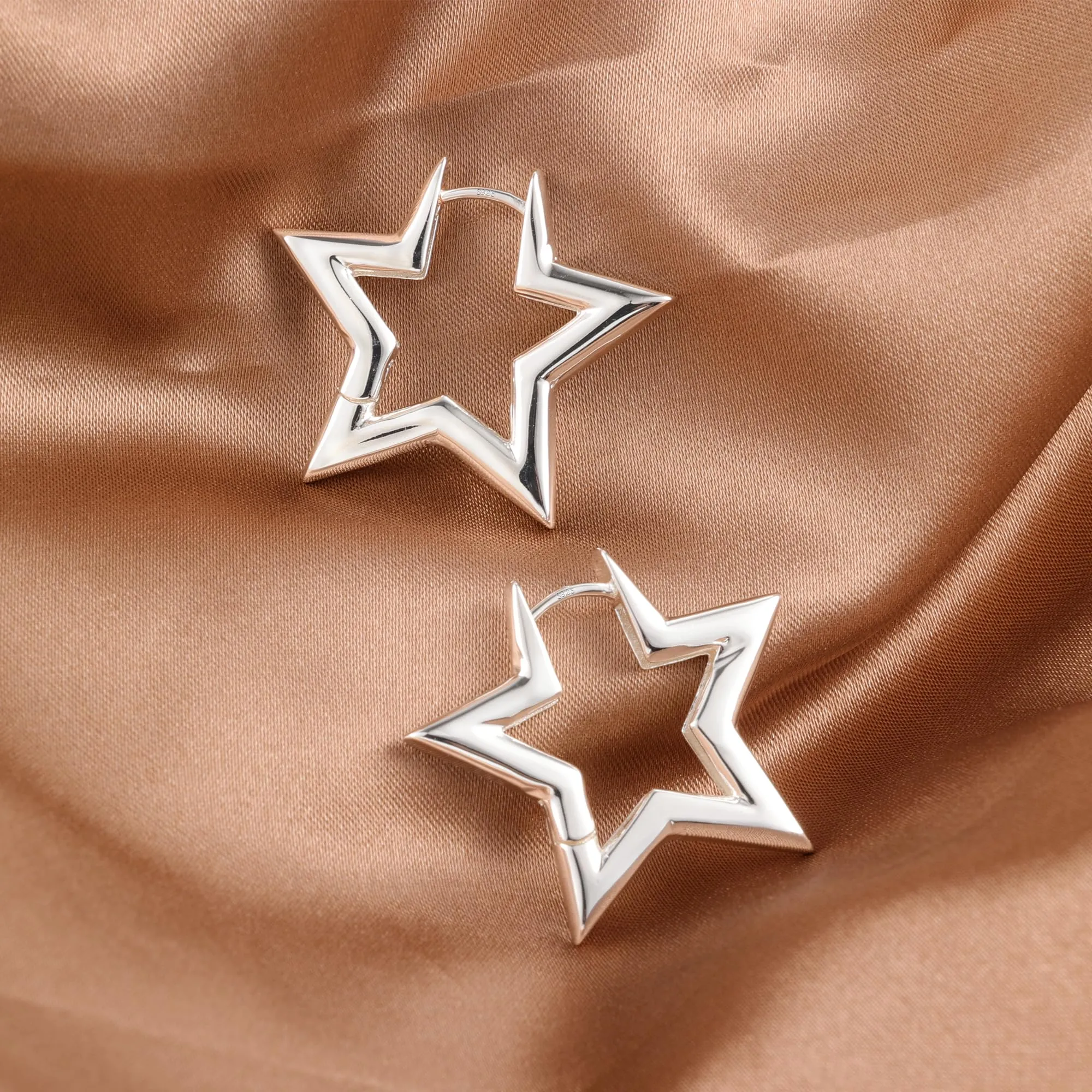 ALEXCRAFT Orecchini a Forma di Stella Argentati SCEU186S - immagine 5