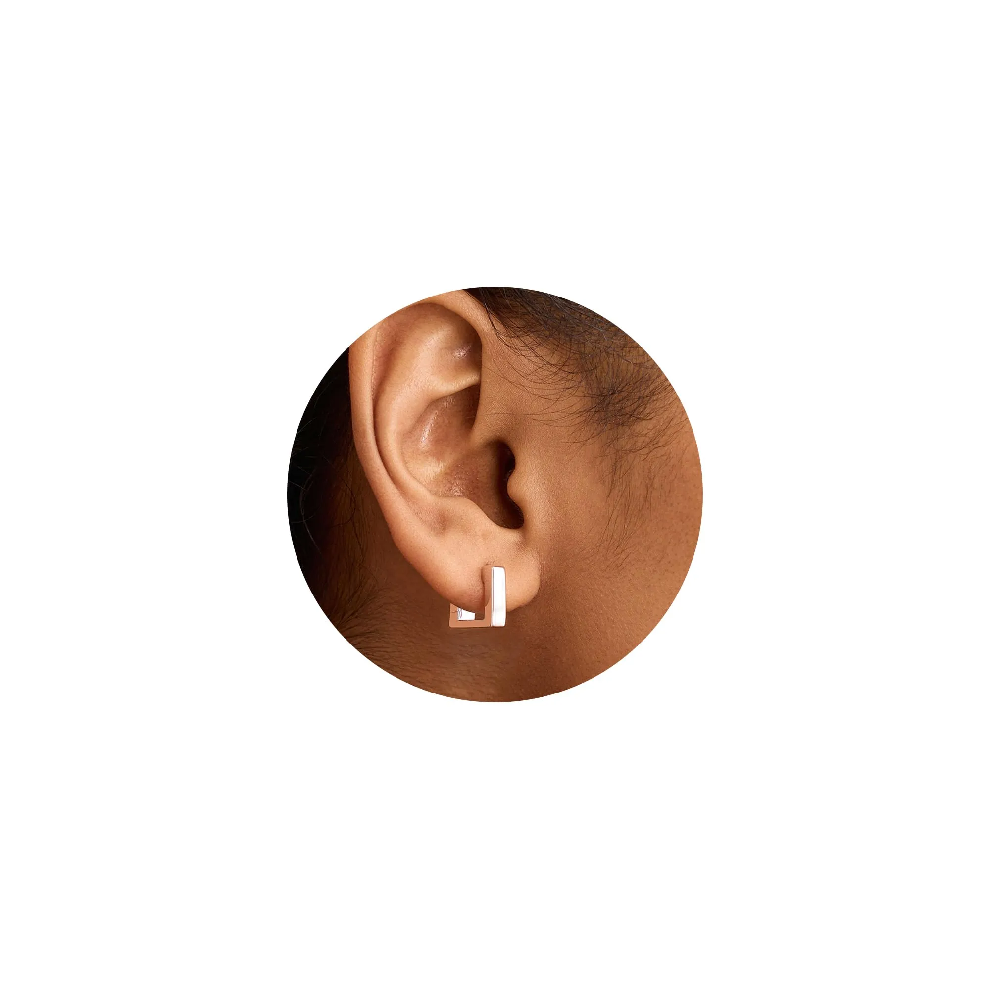 ALEXCRAFT Orecchini a Cerchio Quadrati Huggie Argentati 11mm - immagine 4