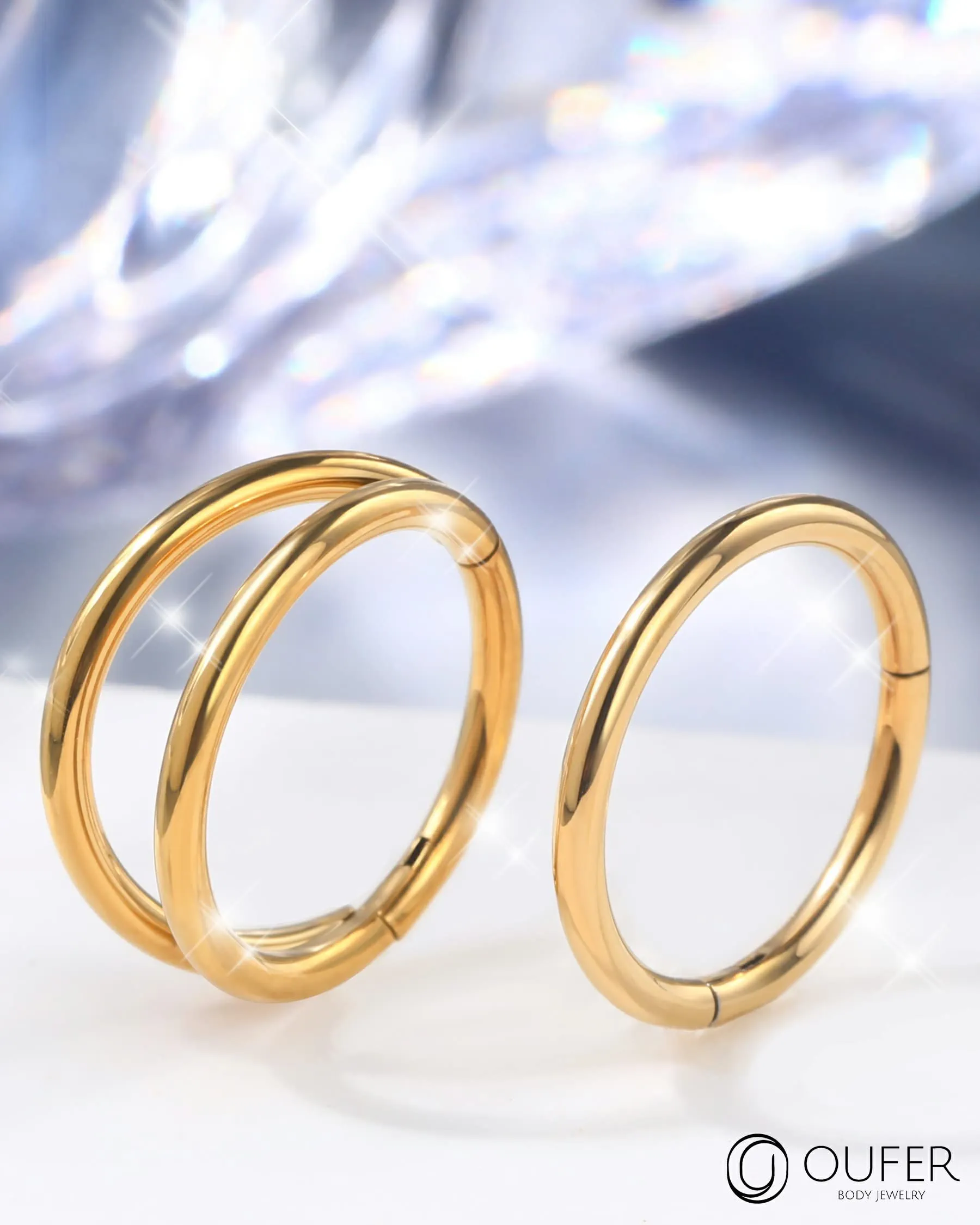 OUFER Piercing Helix Conch Hoop Ring Cartilagine Oro 16G 10mm Acciaio Chirurgico - immagine 3