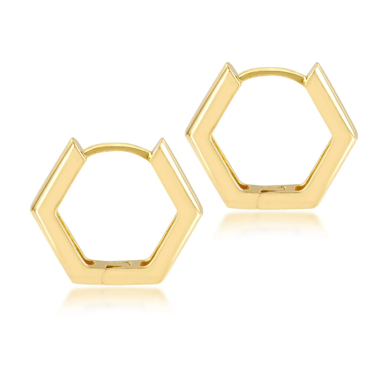 ALEXCRAFT Orecchini a Cerchio Pentagonali Dorati in Ottone Placcato Oro 14k SCEU111G - immagine 7
