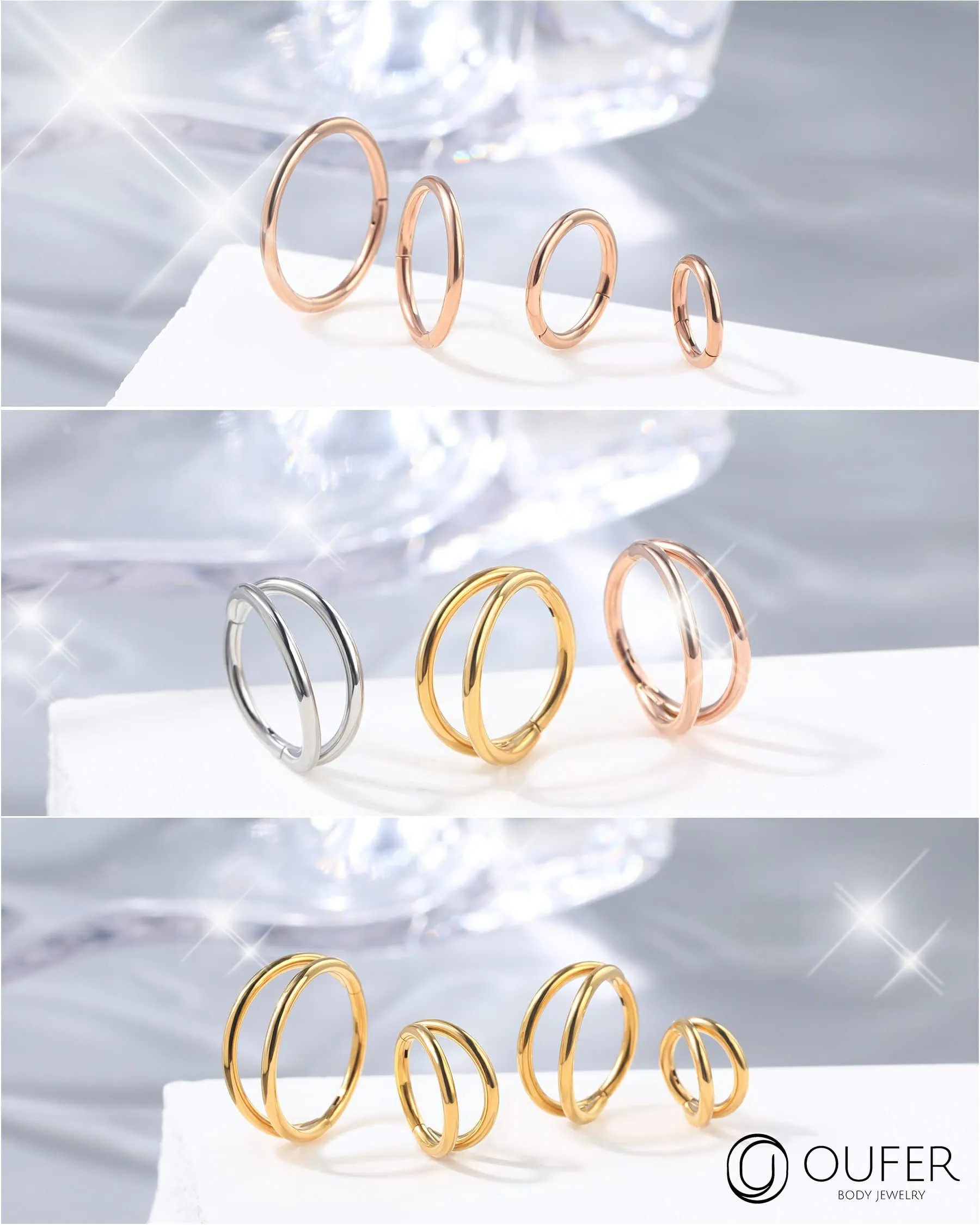 OUFER 16G Surgical Steel Piercing Hoop Earrings, 6mm Silver Orbitals for Helix, Conch, Tragus, Daith, and Cartilage - immagine 2