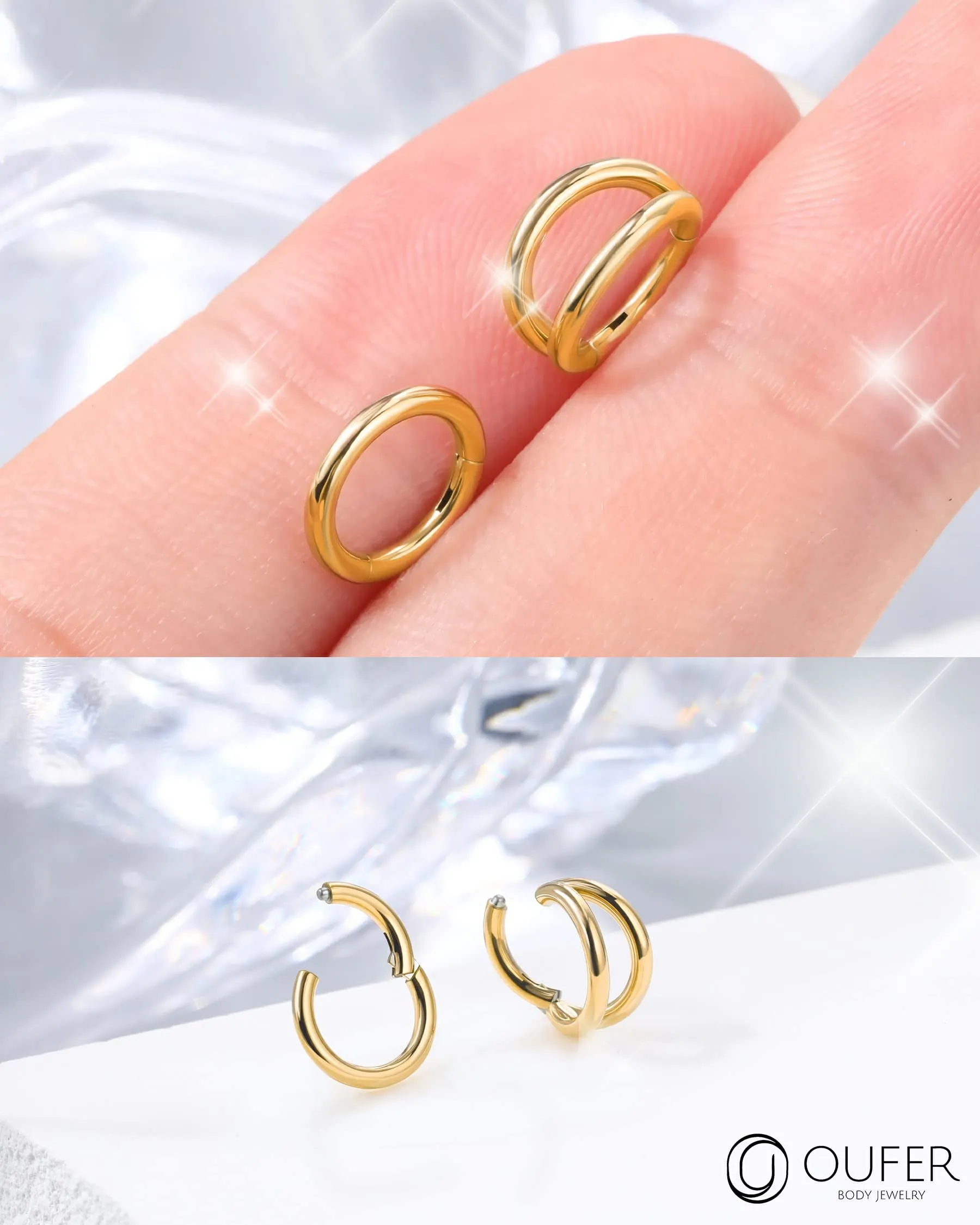 OUFER 16G Surgical Steel Piercing Hoop Earrings, 6mm Silver Orbitals for Helix, Conch, Tragus, Daith, and Cartilage - immagine 3